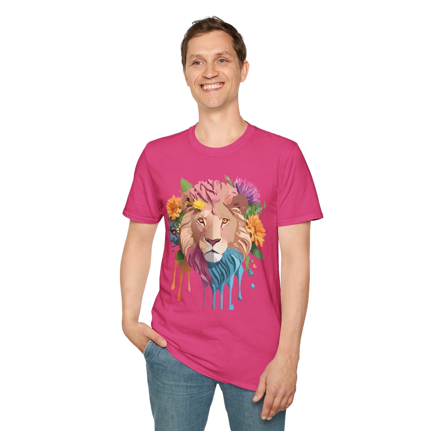 Lion Shirt, Shirt with Lion, Floral Lion Tee, Shirt with Animals