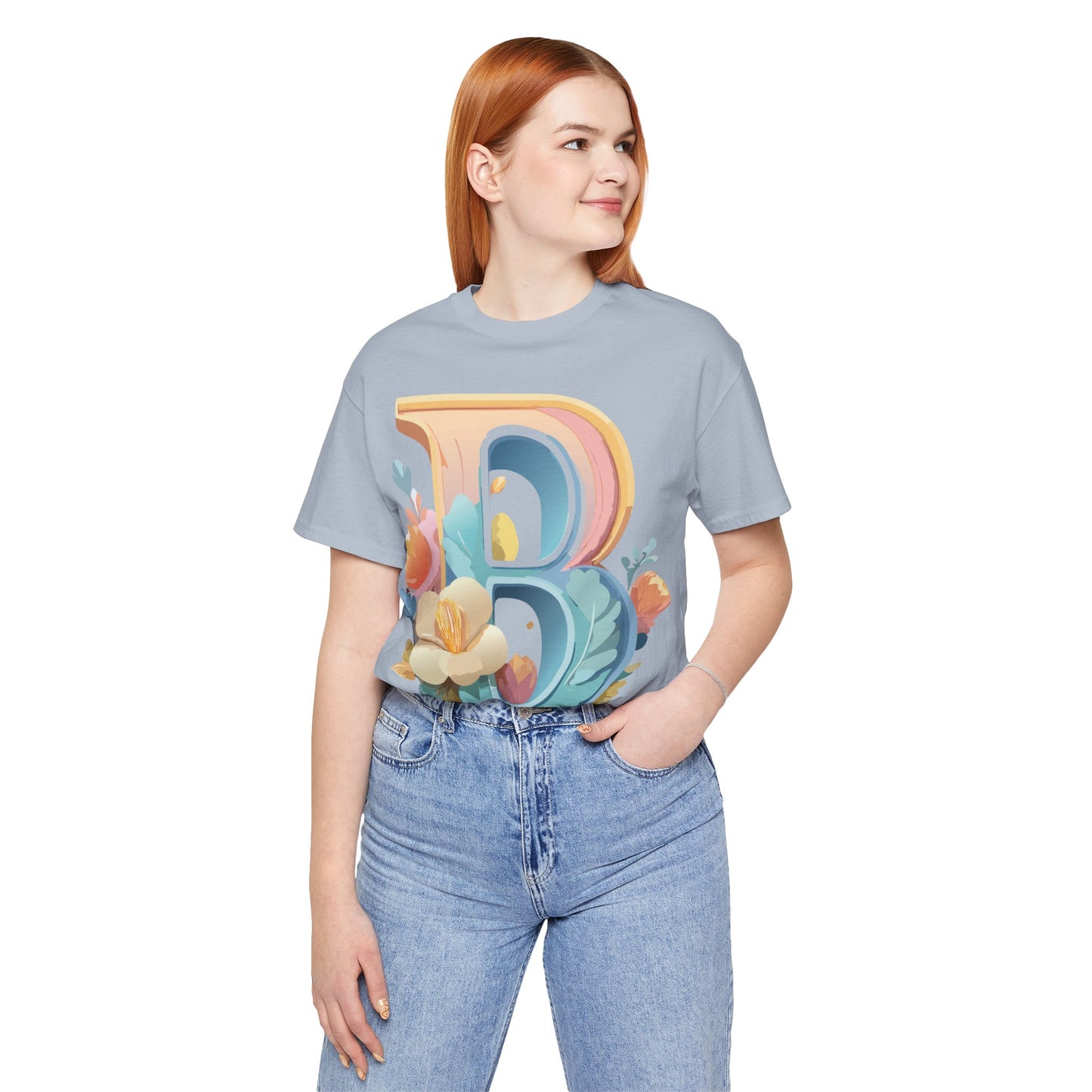 Natural Cotton Tee Shirt - Letters Collection - B Printify