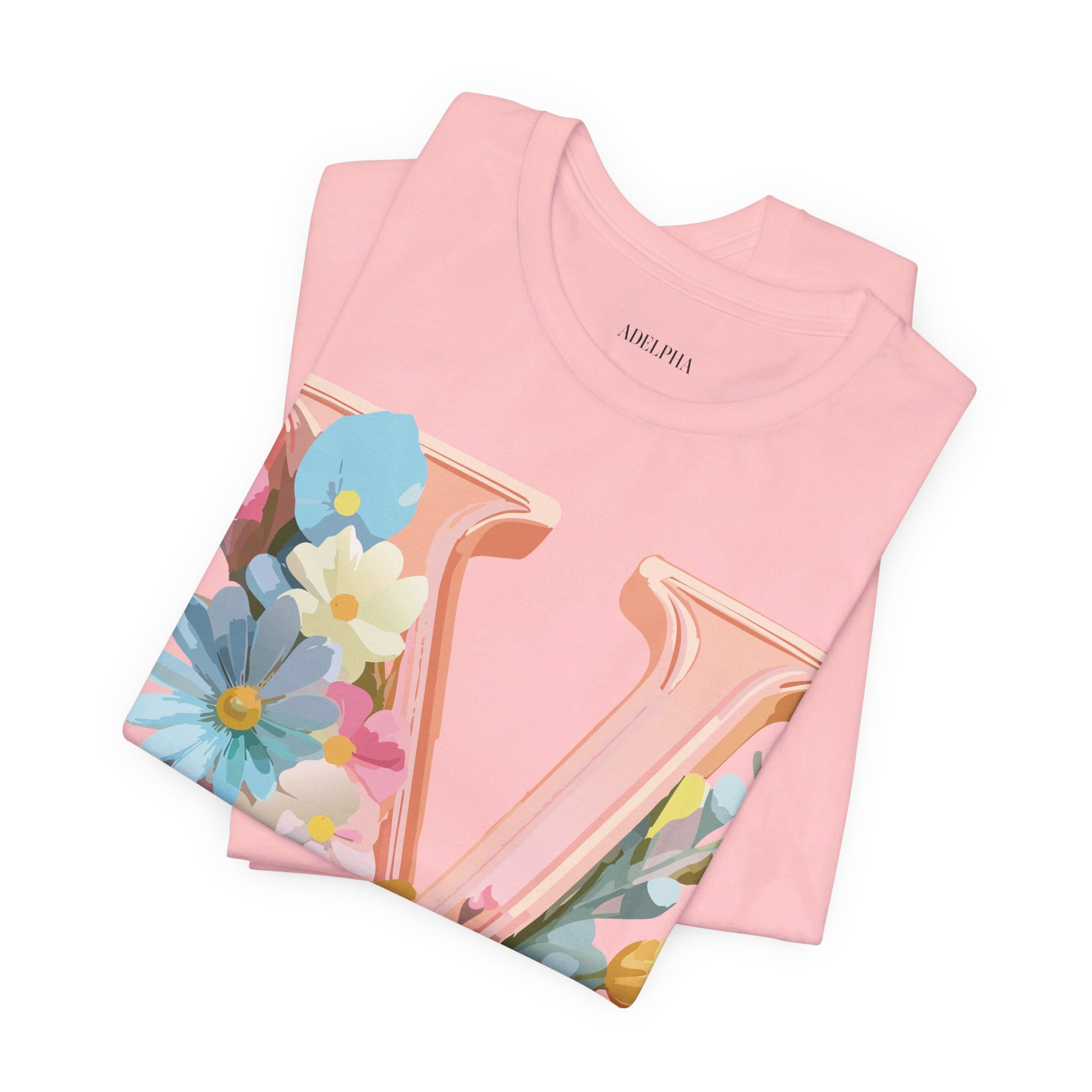 Natural Cotton Tee Shirt - Letters Collection - V Printify