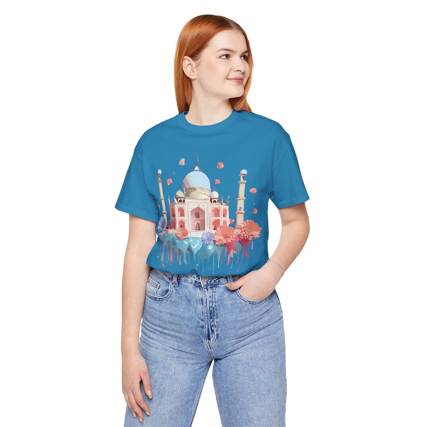 Natural Cotton Tee Shirt - Taj Mahal, India Printify
