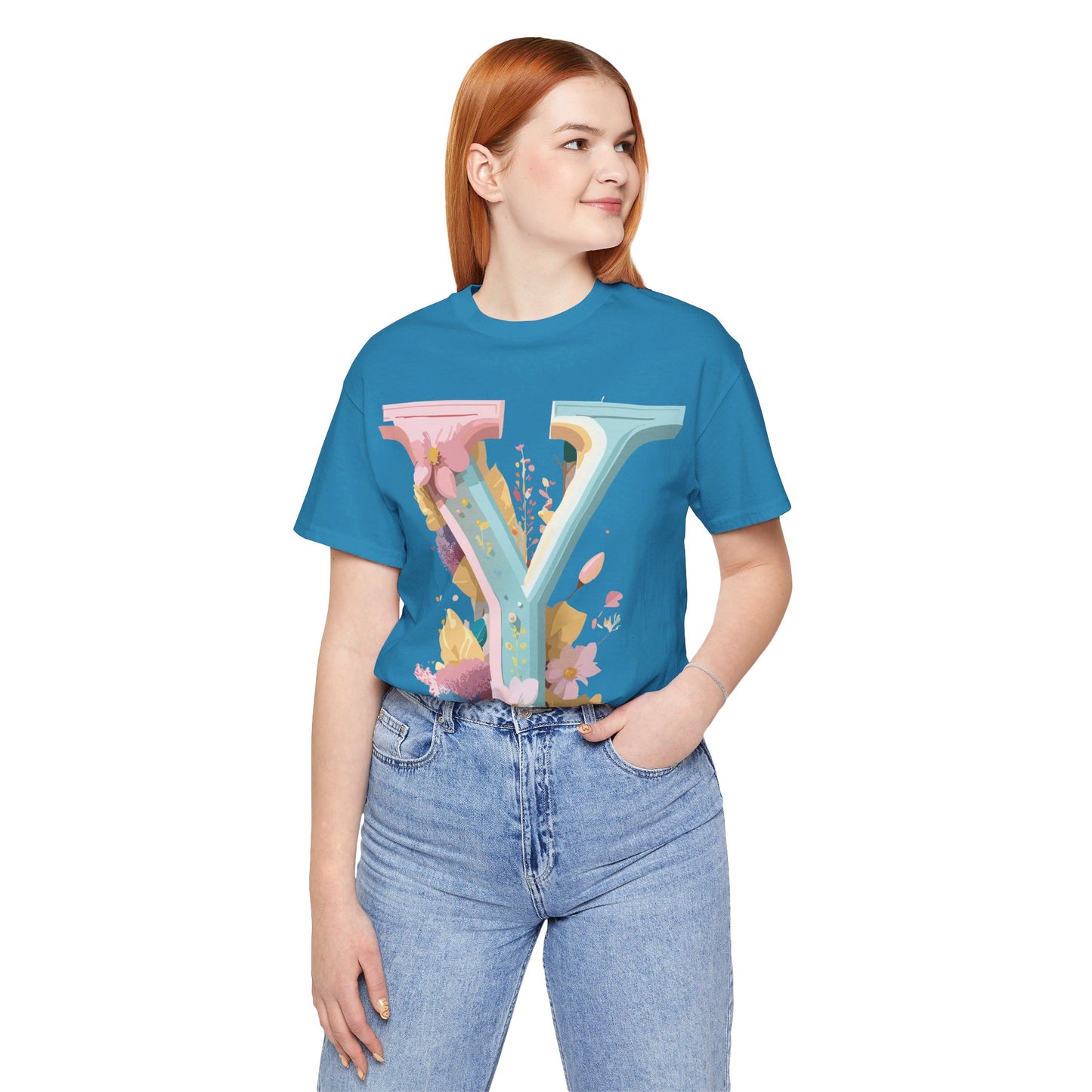 Natural Cotton Tee Shirt - Letters Collection - Y Printify