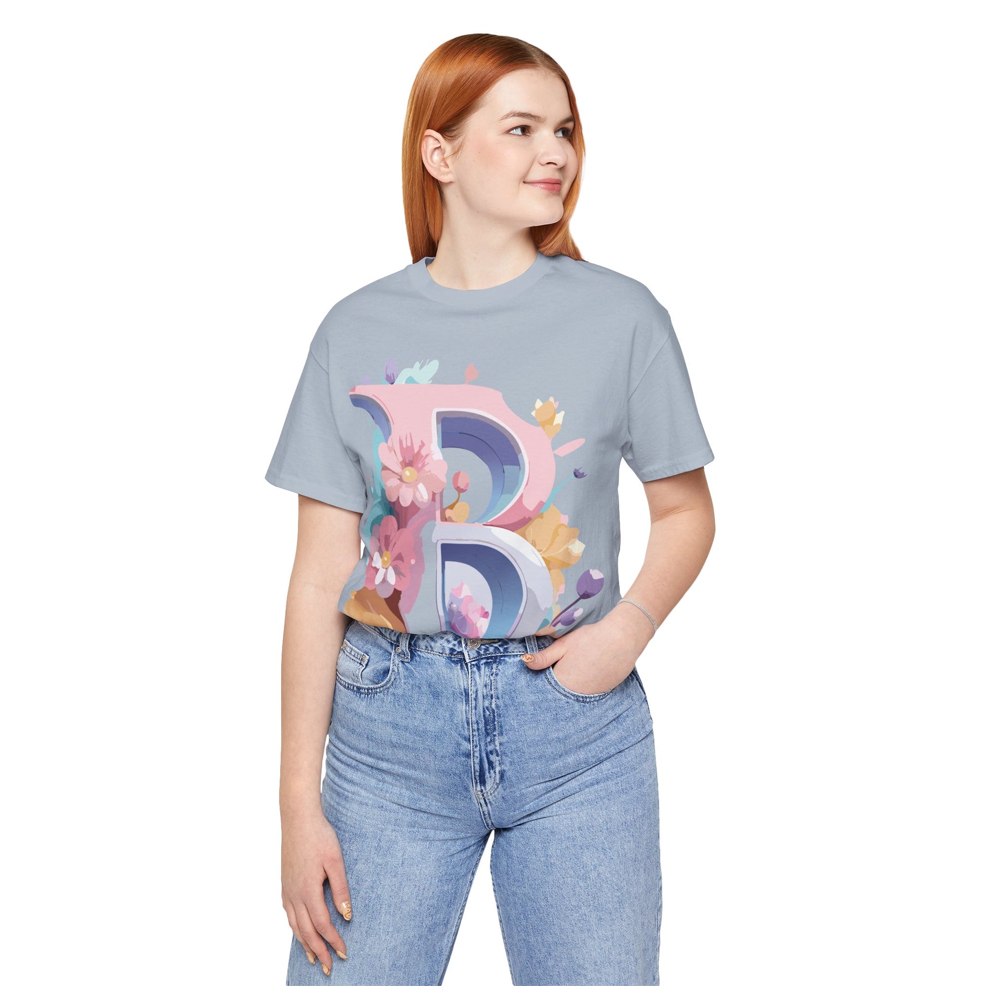 Natural Cotton Tee Shirt - Letters Collection - B Printify