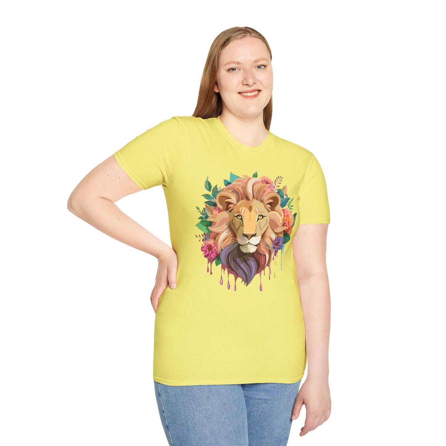 Lion Shirt, Shirt with Lion, Floral Lion Tee, Shirt with Animals