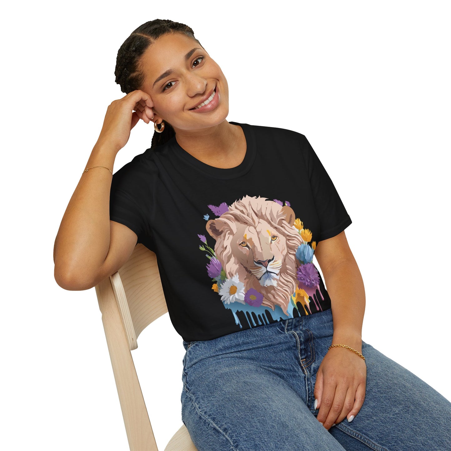 Lion Shirt, Shirt with Lion, Floral Lion Tee, Shirt with Animals