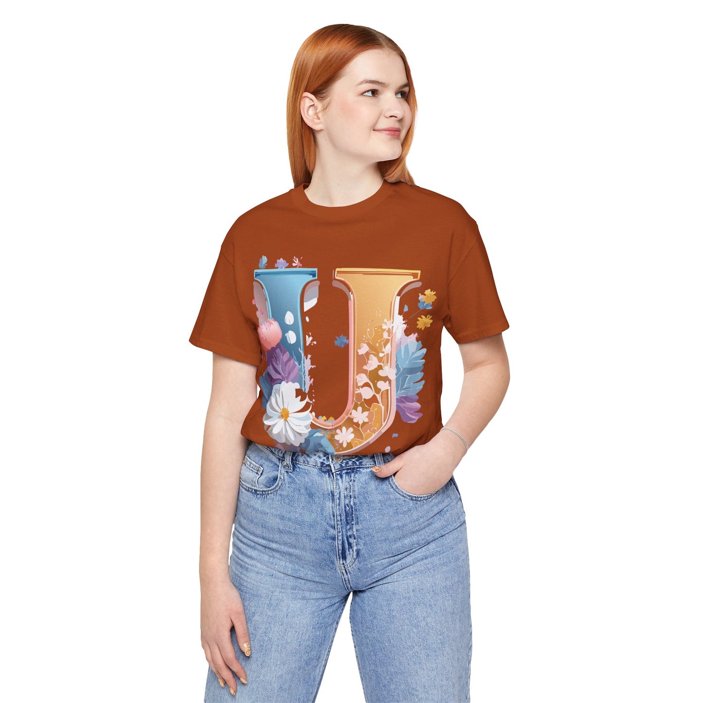 Natural Cotton Tee Shirt - Letters Collection - U Printify