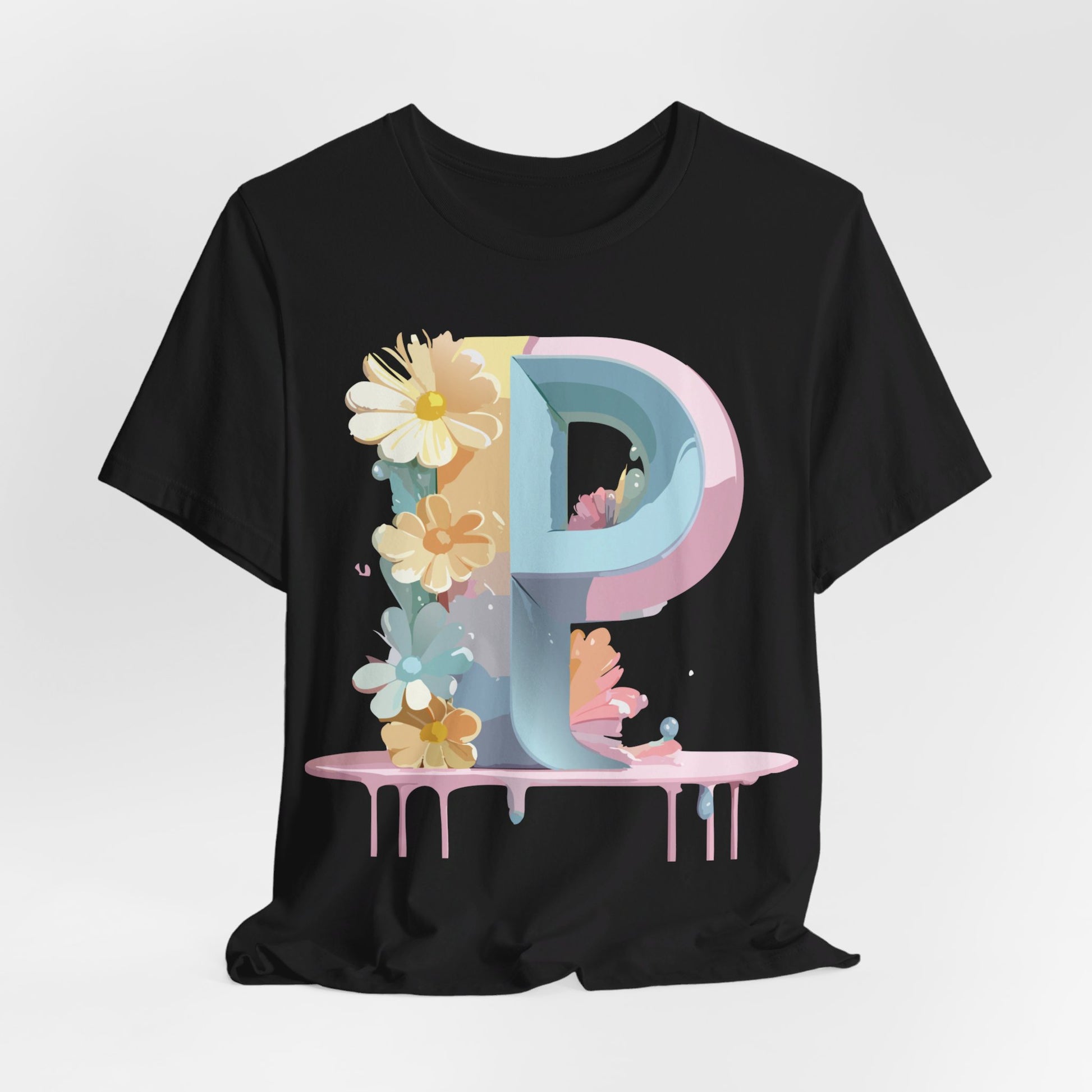Natural Cotton Tee Shirt - Letters Collection - P Printify