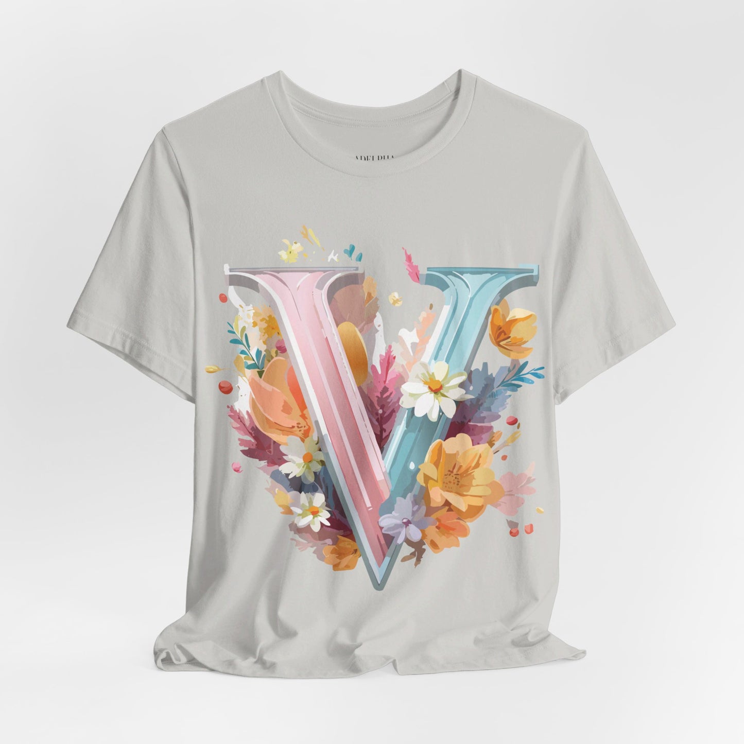 Natural Cotton Tee Shirt - Letters Collection - V Printify