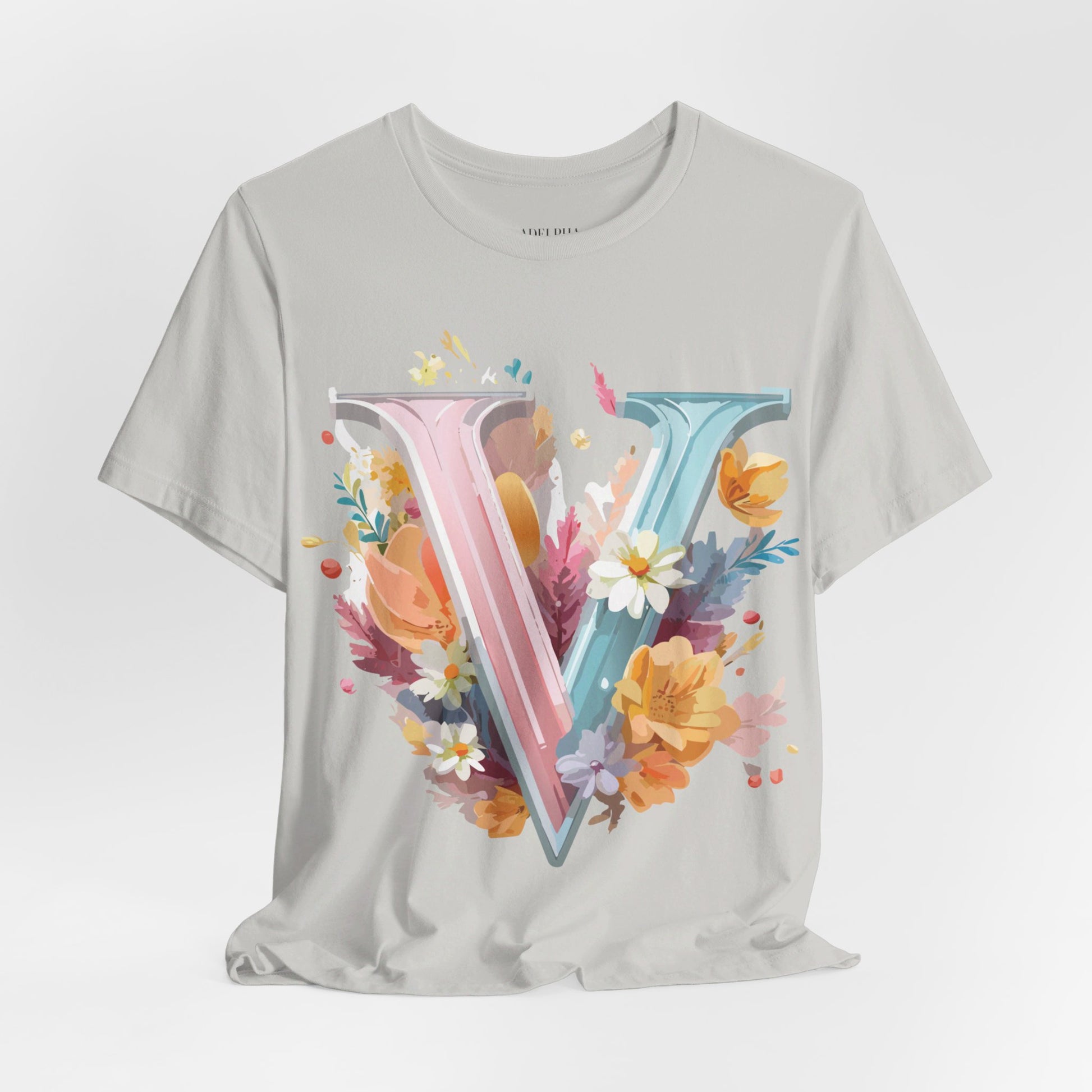 Natural Cotton Tee Shirt - Letters Collection - V Printify