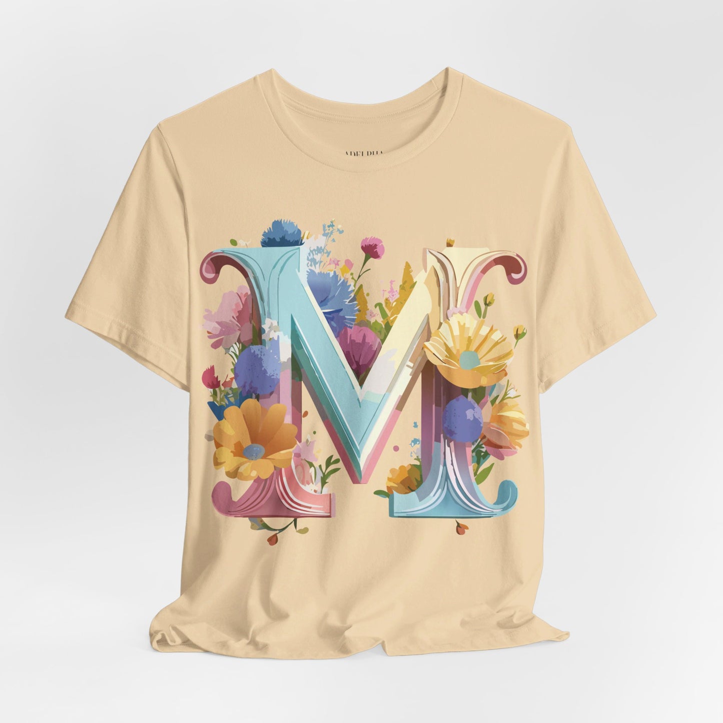 Natural Cotton Tee Shirt - Letters Collection - M Printify