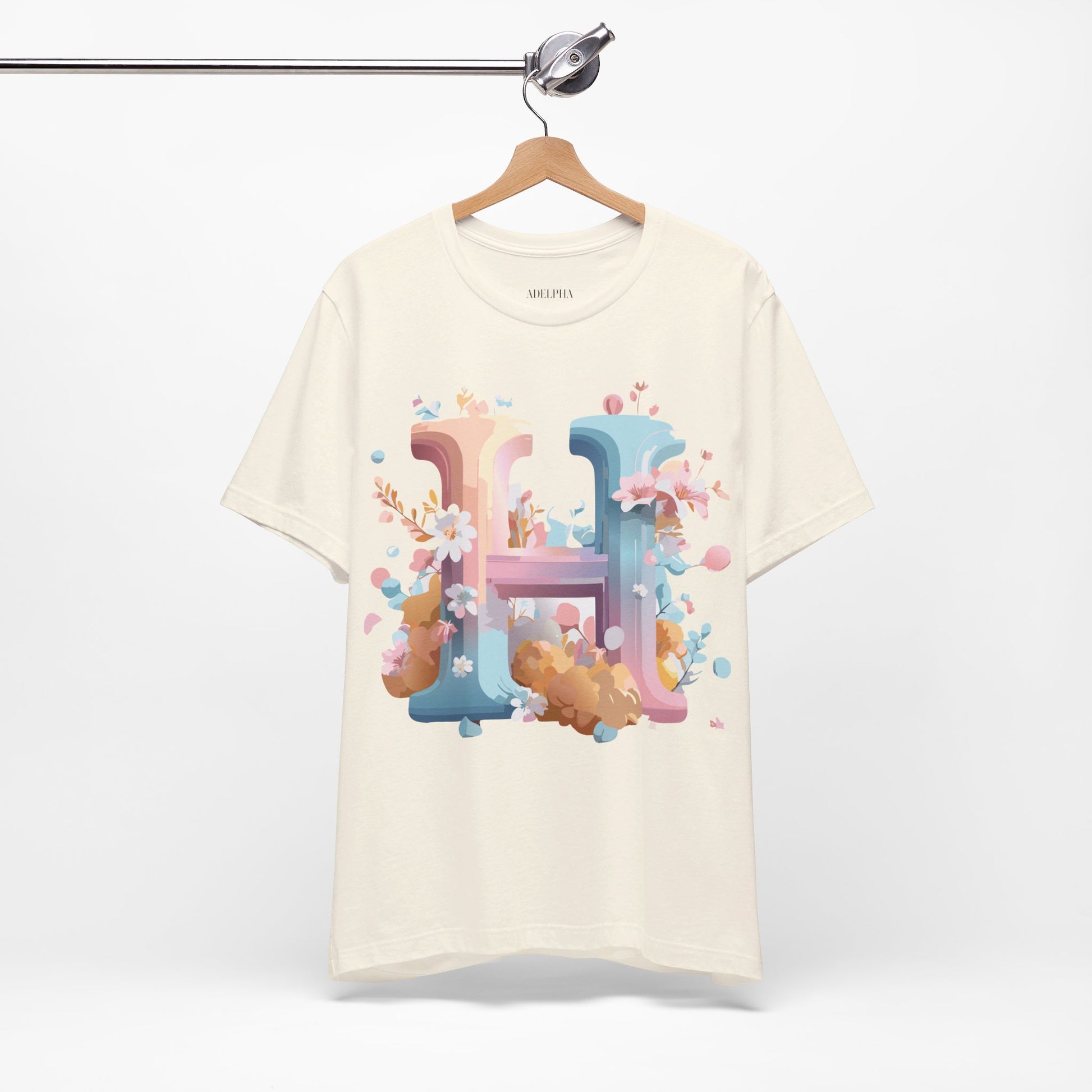 Natural Cotton Tee Shirt - Letters Collection - H Printify