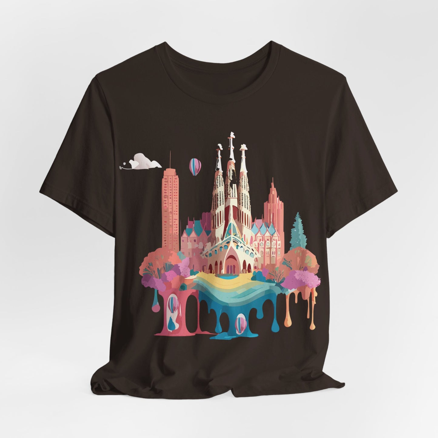 Natural Cotton Tee Shirt - Beautiful Places Collection - Barcelona Printify