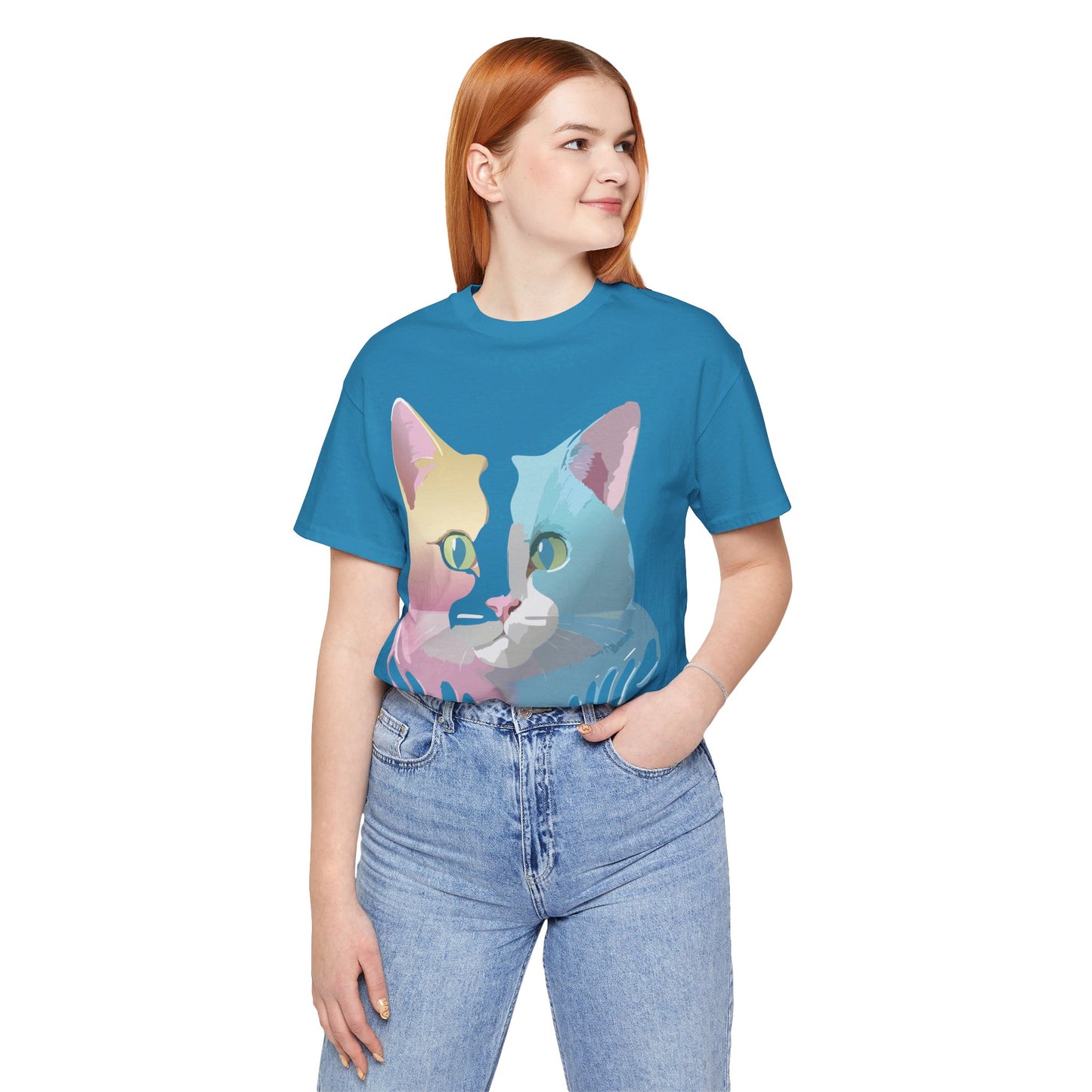 Natural Cotton Tee Shirt with Cat Printify