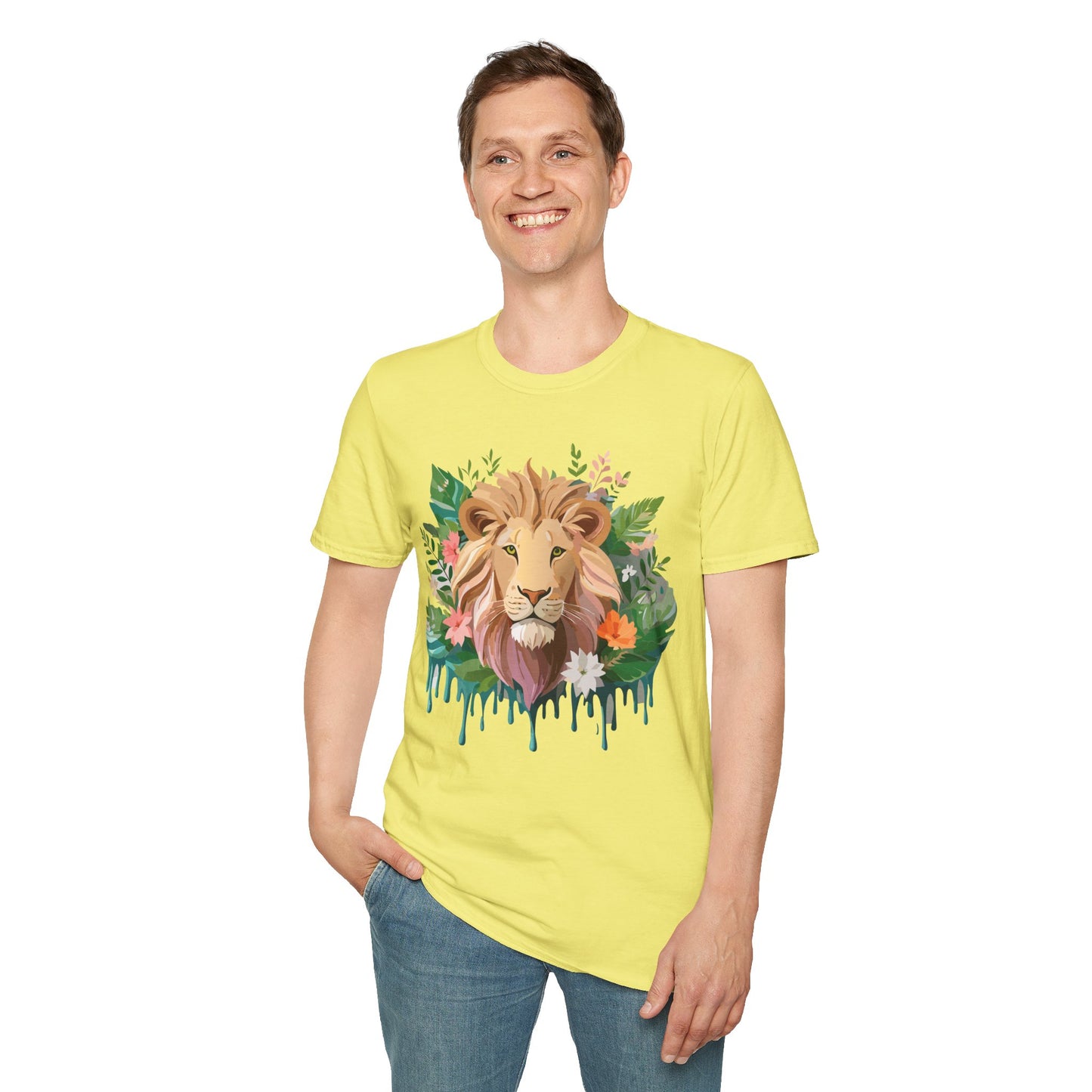 Lion Shirt, Shirt with Lion, Floral Lion Tee, Shirt with Animals
