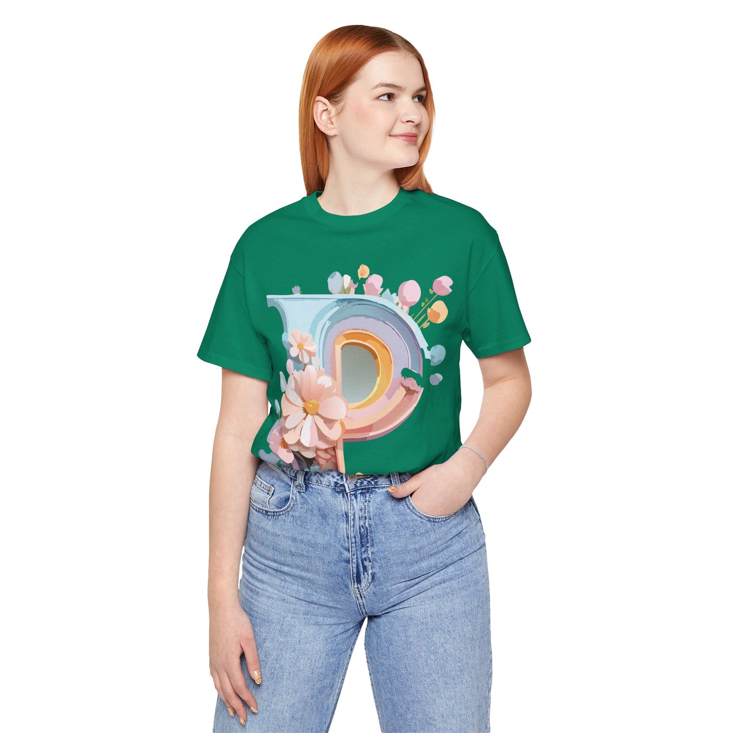 Natural Cotton Tee Shirt - Letters Collection - P Printify