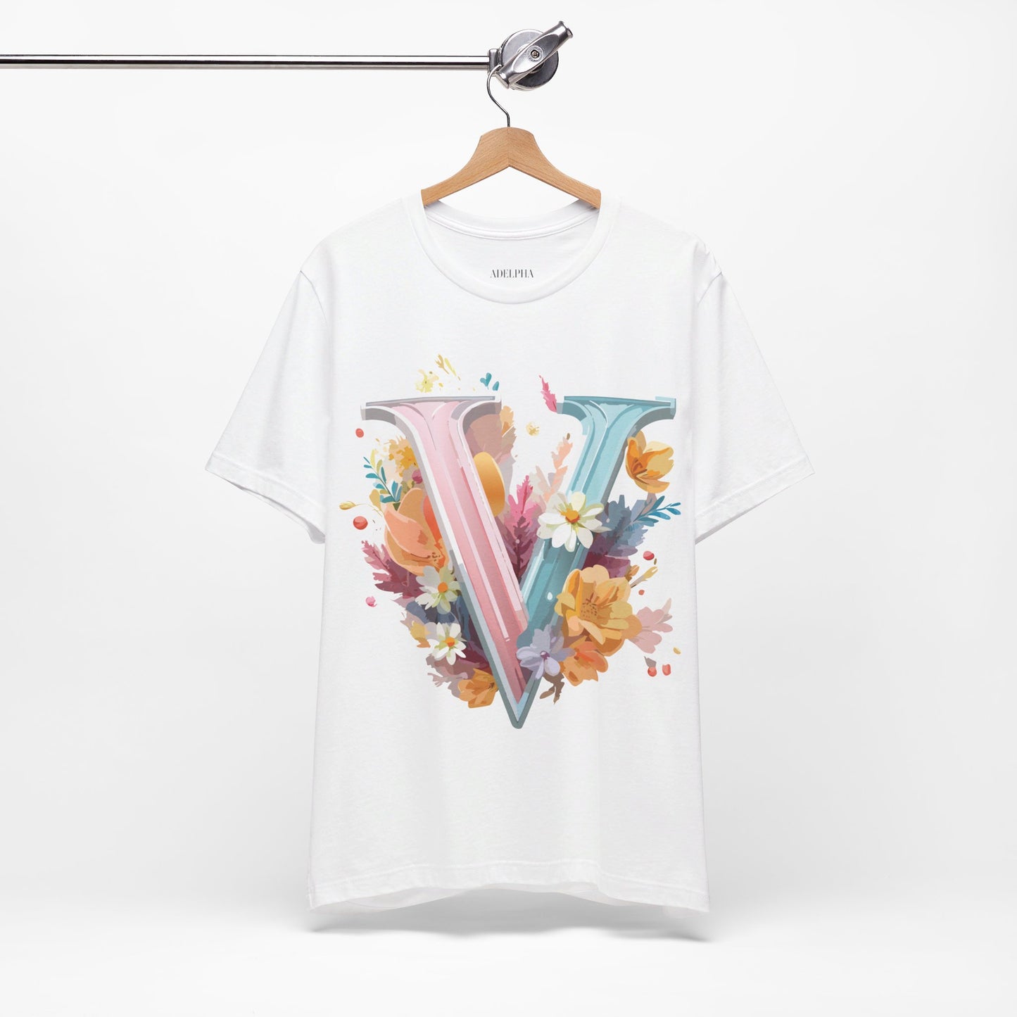 Natural Cotton Tee Shirt - Letters Collection - V Printify