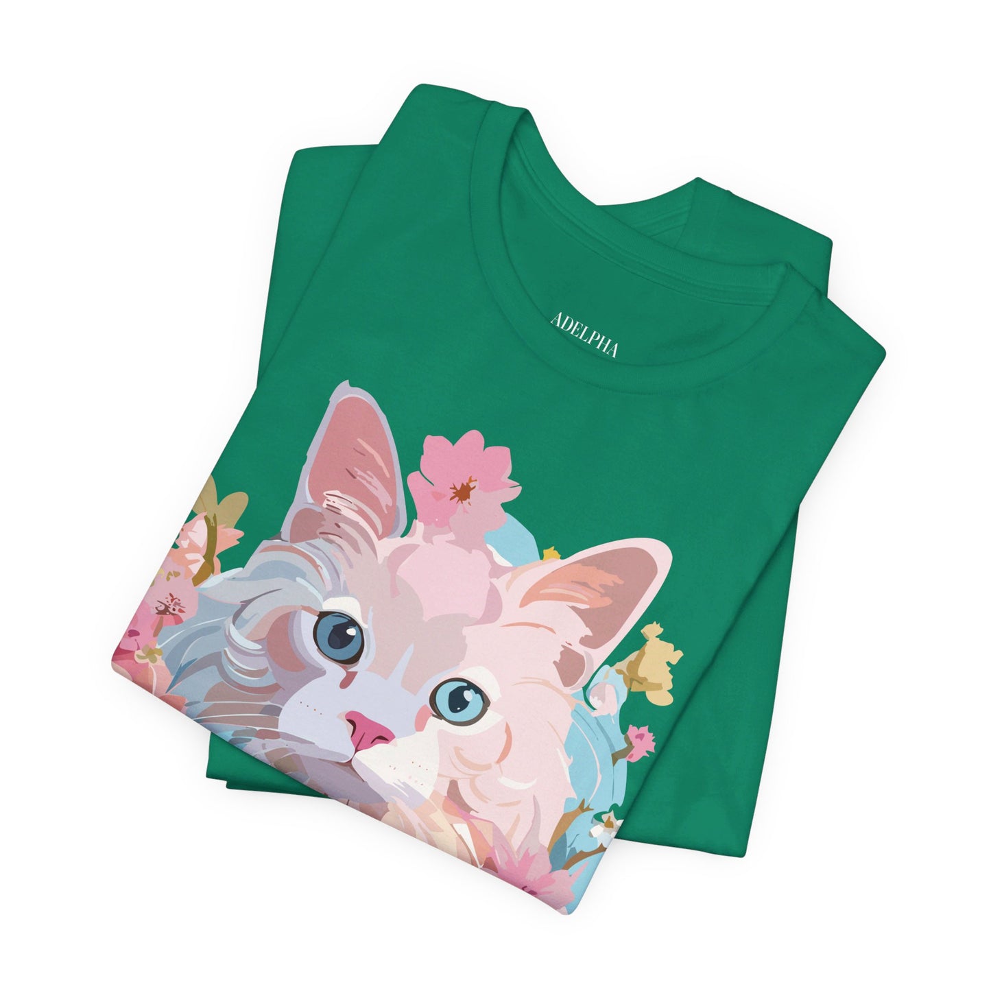 Natural Cotton Tee Shirt with Cat Printify