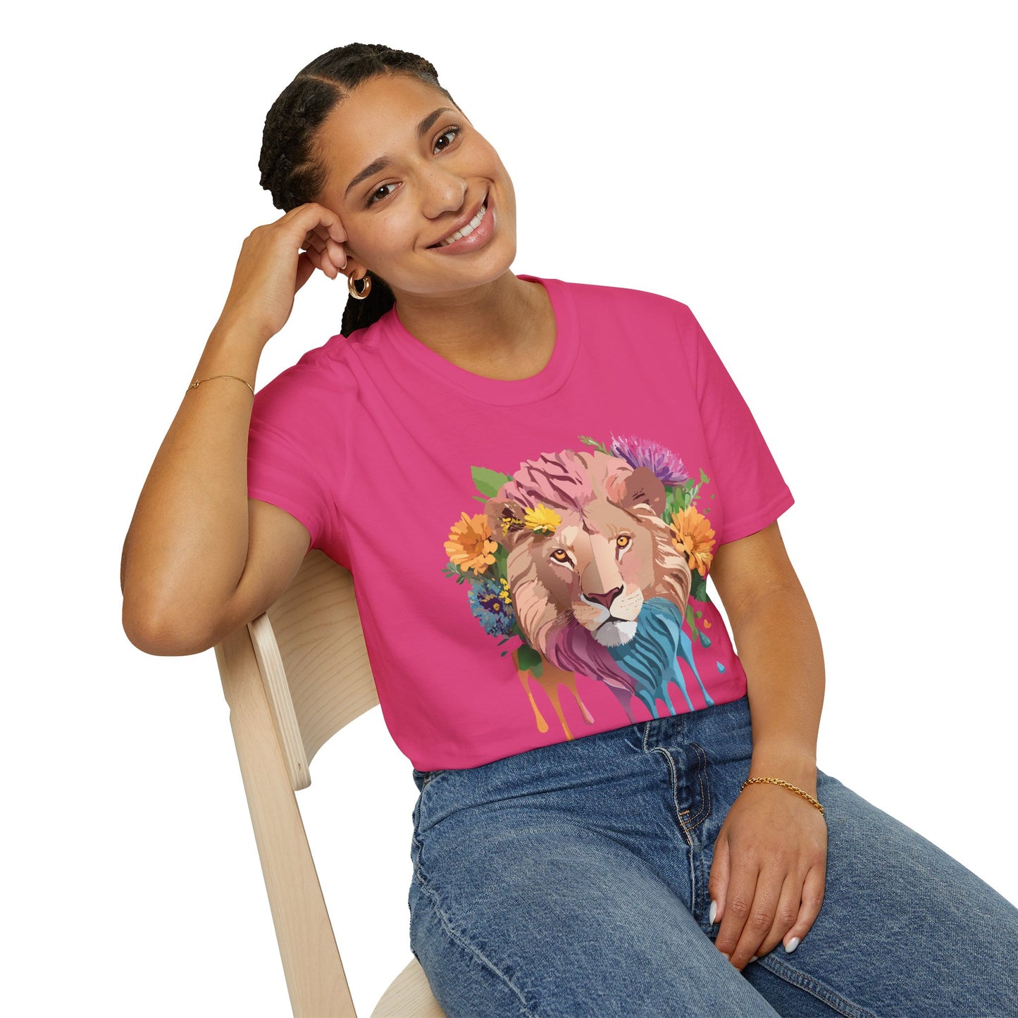 Lion Shirt, Shirt with Lion, Floral Lion Tee, Shirt with Animals