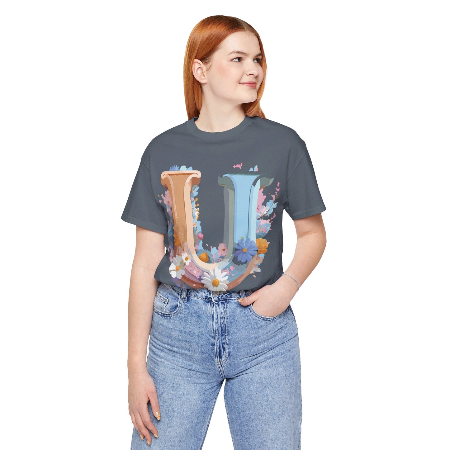 Natural Cotton Tee Shirt - Letters Collection - U Printify
