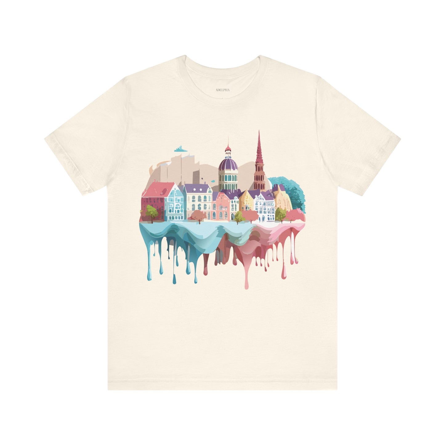 Natural Cotton Tee Shirt - Beautiful Places Collection - Warnemünde and Rostock - Germany Printify