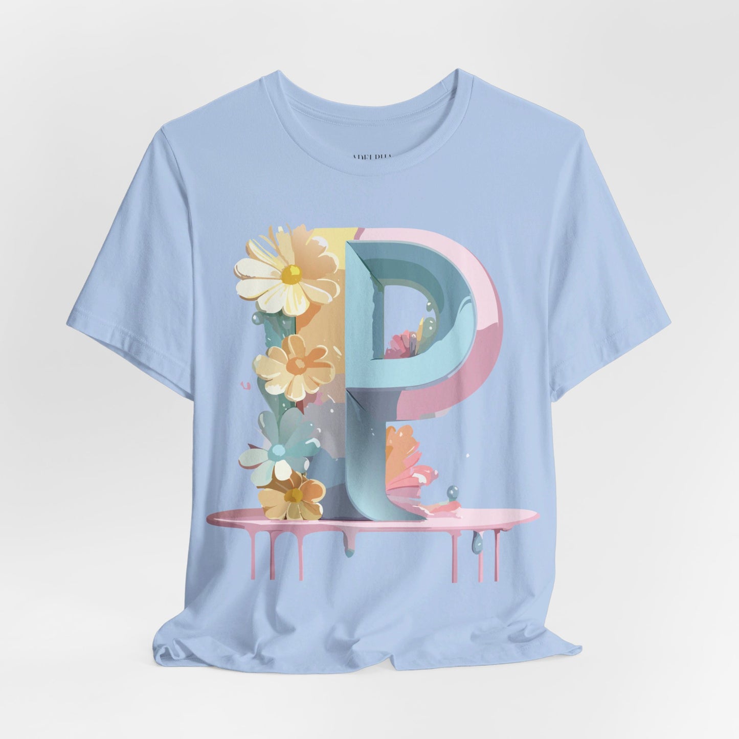 Natural Cotton Tee Shirt - Letters Collection - P Printify