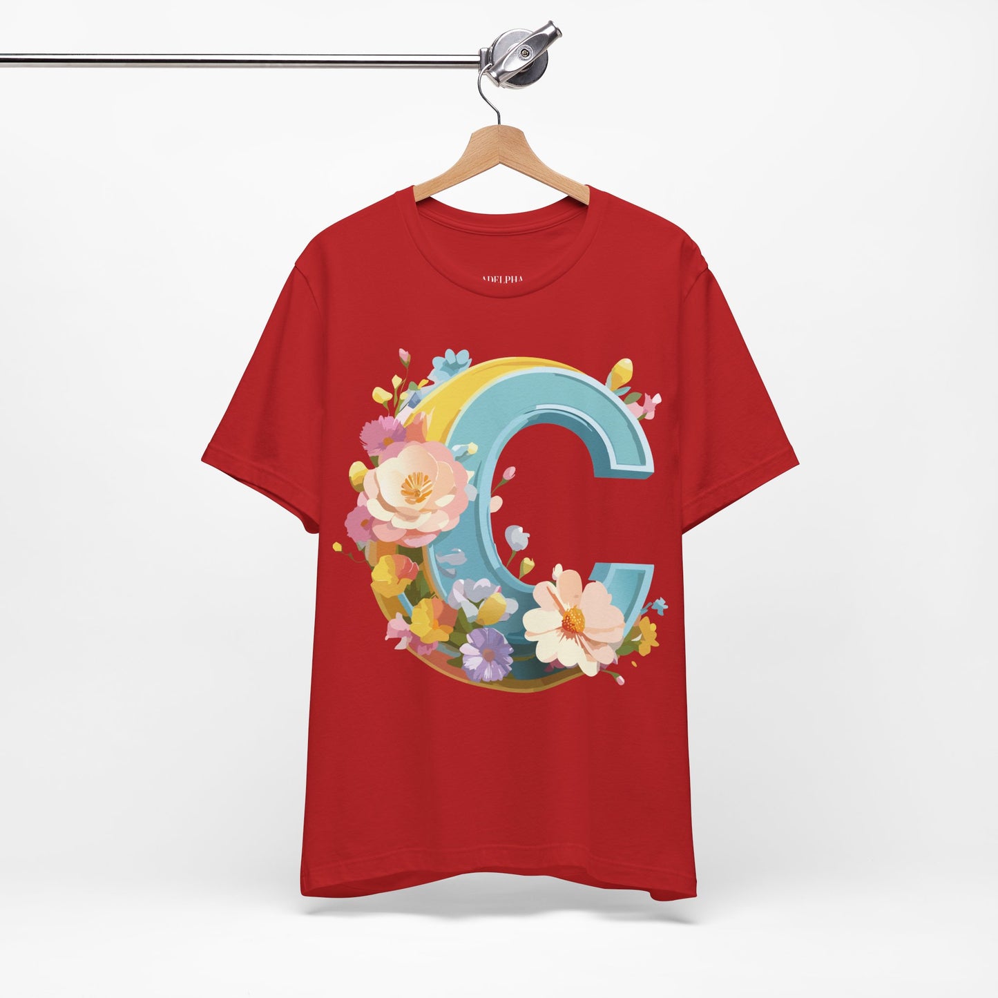 Natural Cotton Tee Shirt - Letters Collection - C Printify