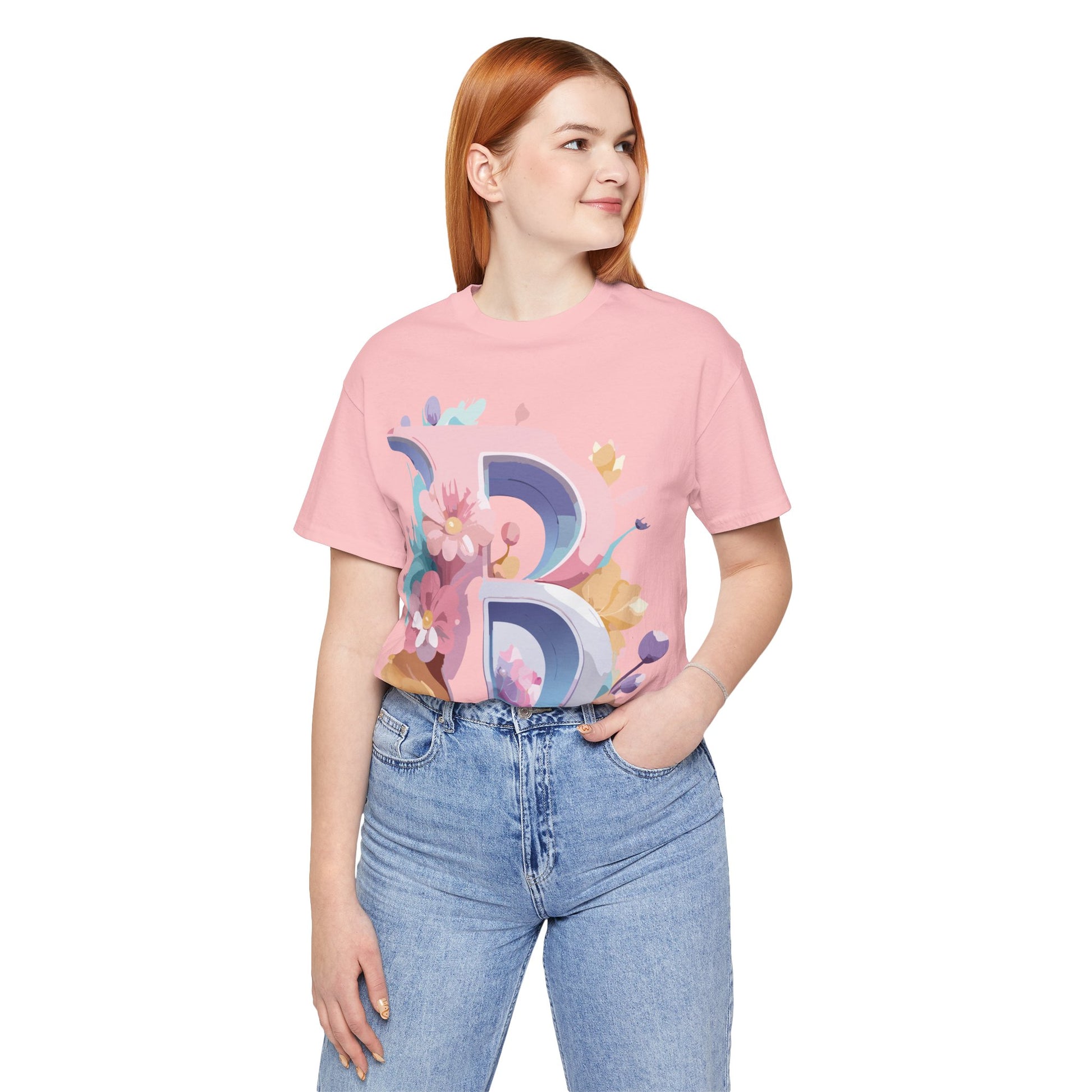 Natural Cotton Tee Shirt - Letters Collection - B Printify