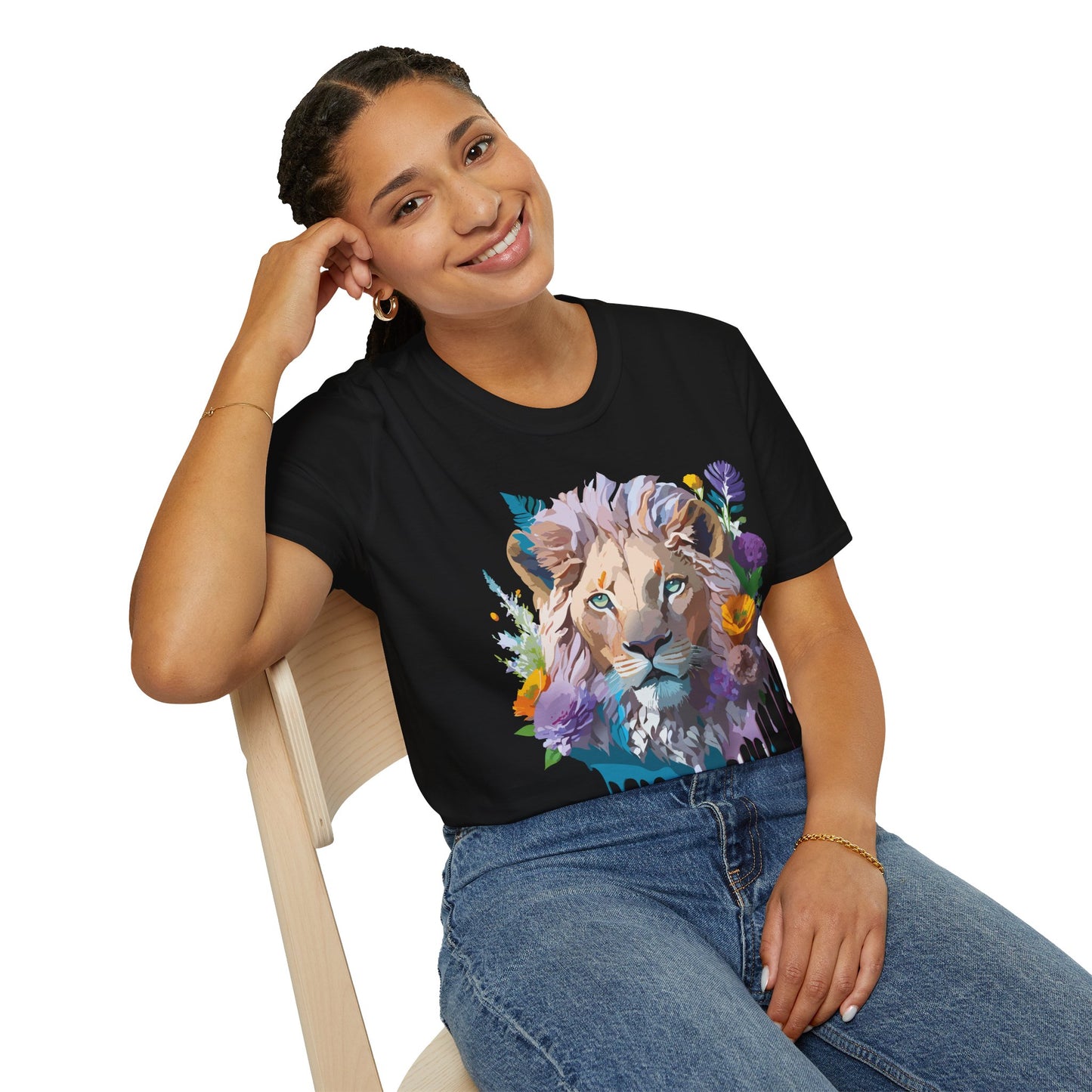 Lion Shirt, Shirt with Lion, Floral Lion Tee, Shirt with Animals