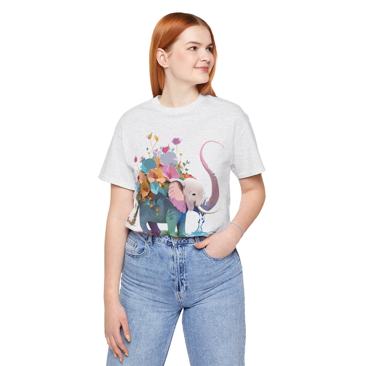 Natural Cotton Tee Shirt with Elephant Printify