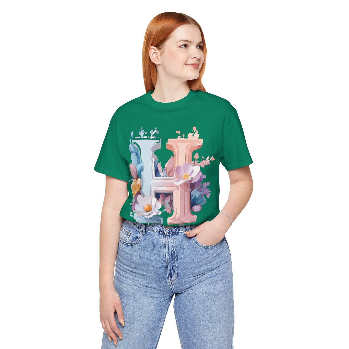 Natural Cotton Tee Shirt - Letters Collection - H Printify