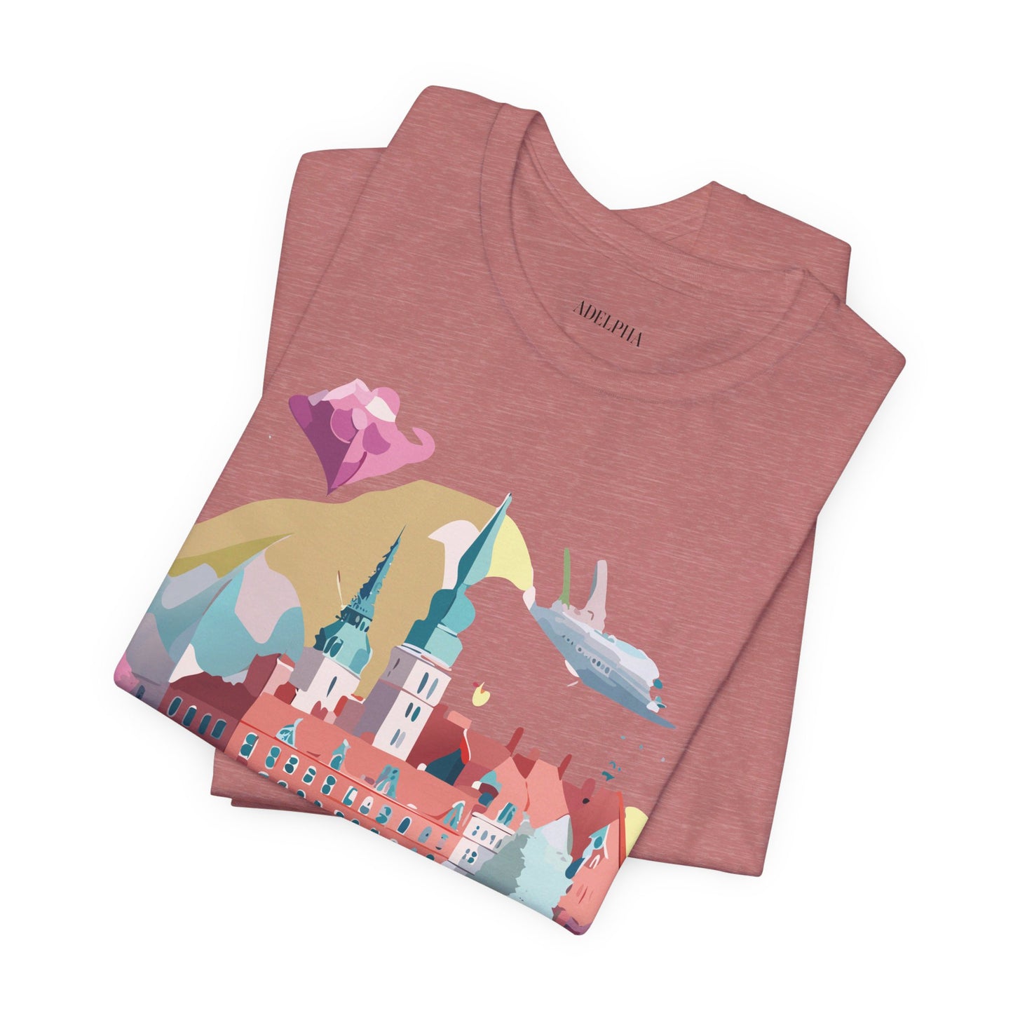 Natural Cotton Tee Shirt - Beautiful Places Collection - Warnemünde and Rostock - Germany Printify
