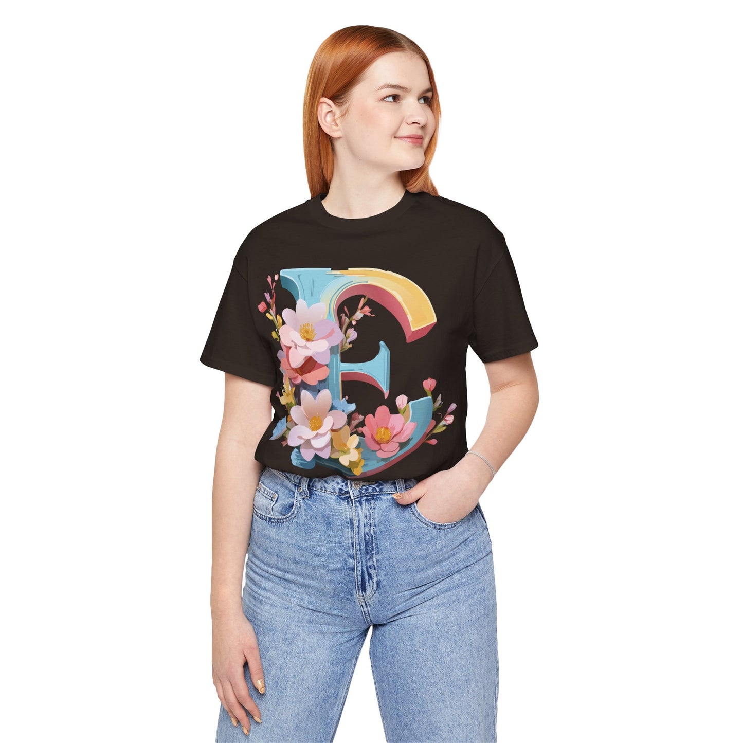 Natural Cotton Tee Shirt - Letters Collection - E Printify