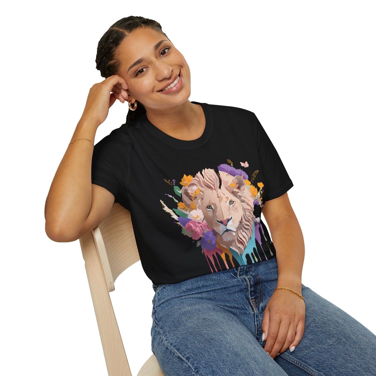 Lion Shirt, Shirt with Lion, Floral Lion Tee, Shirt with Animals