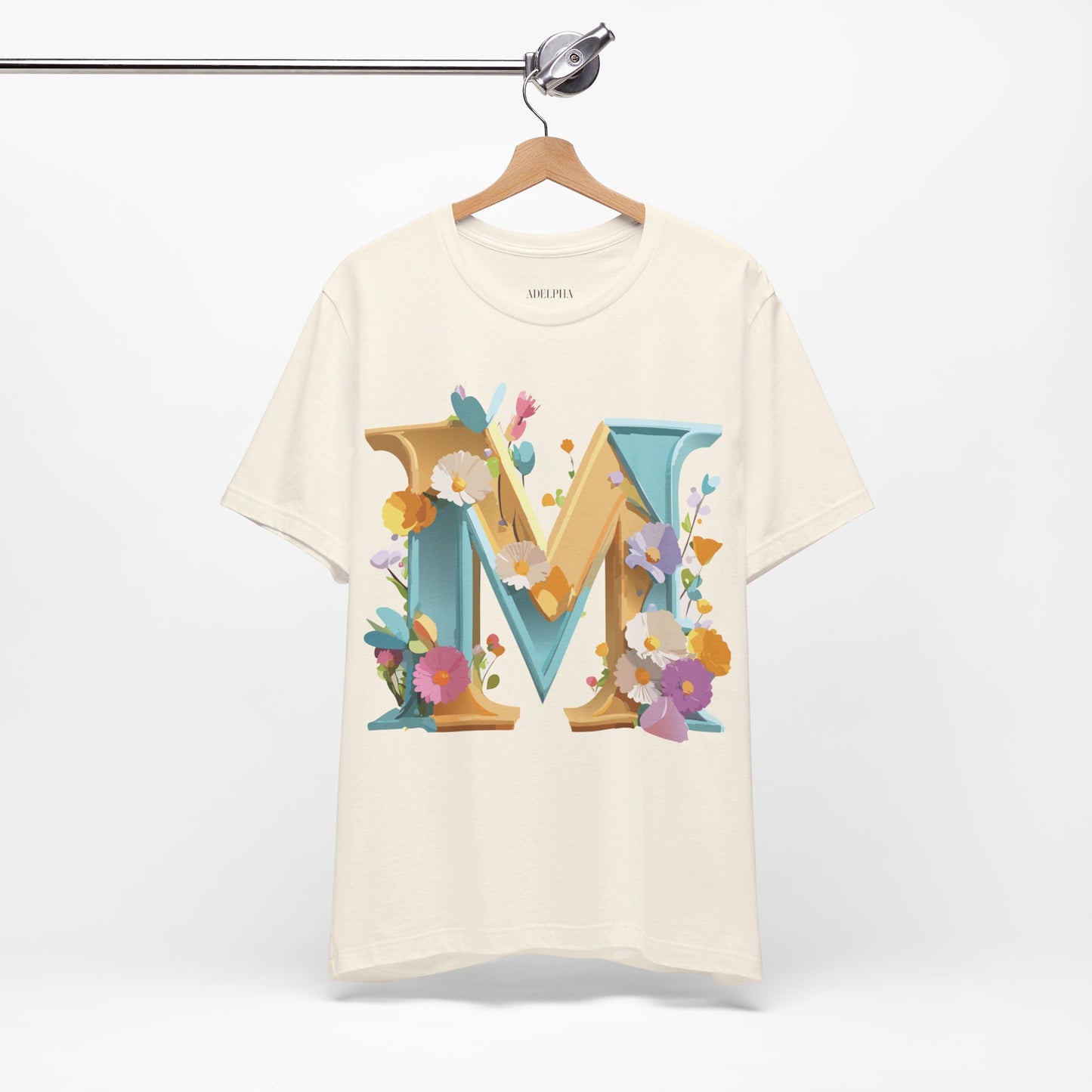 Natural Cotton Tee Shirt - Letters Collection - M Printify