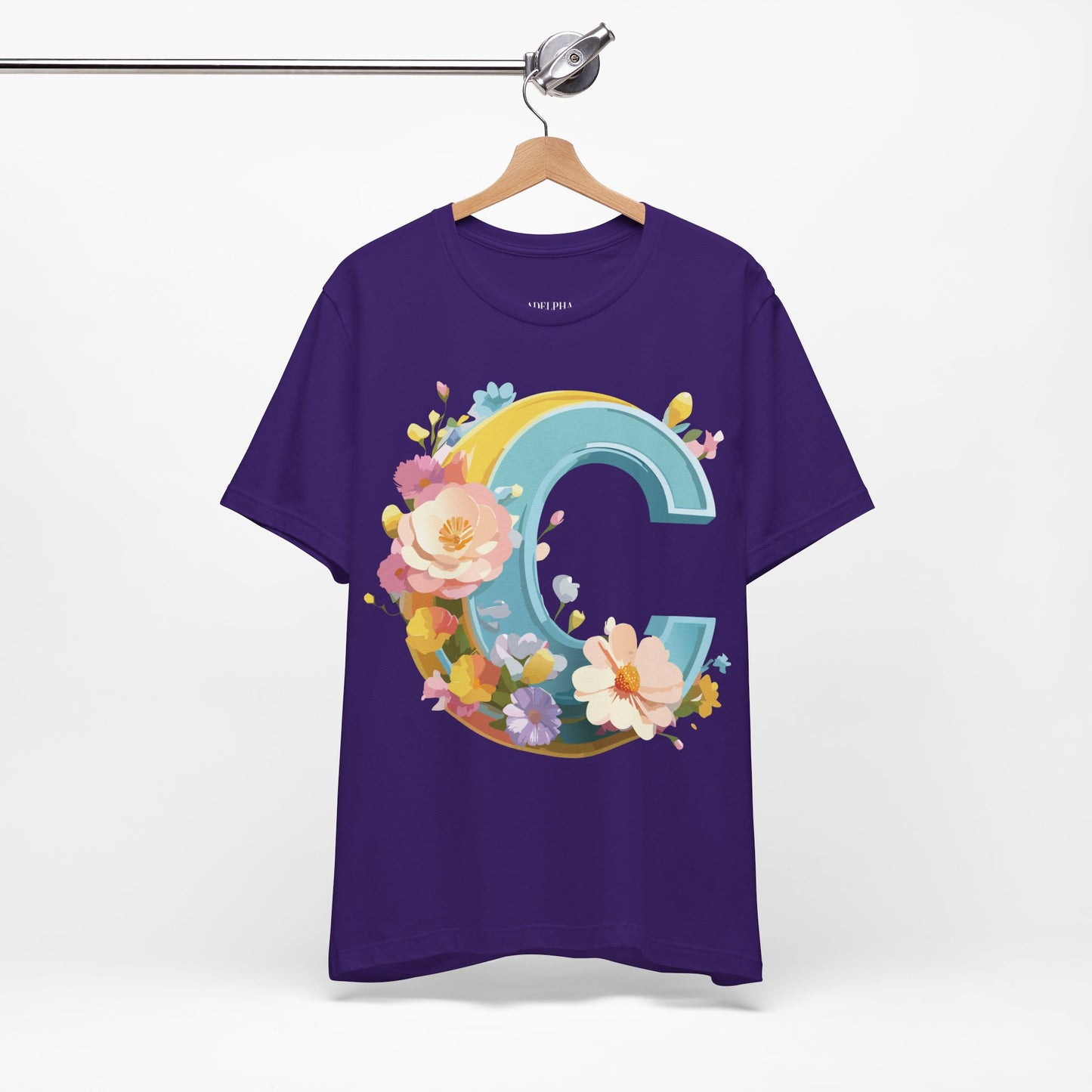 Natural Cotton Tee Shirt - Letters Collection - C Printify