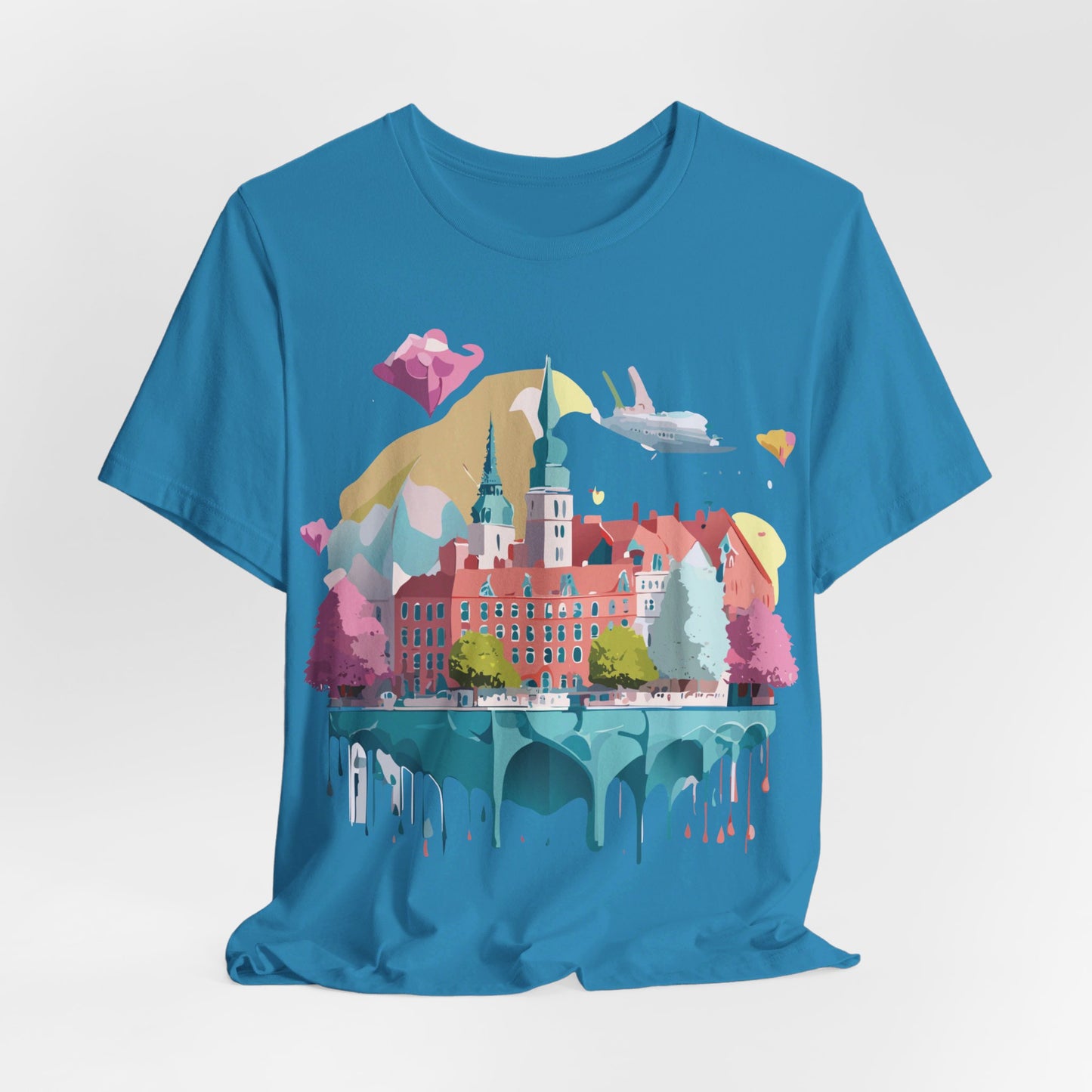 Natural Cotton Tee Shirt - Beautiful Places Collection - Warnemünde and Rostock - Germany Printify