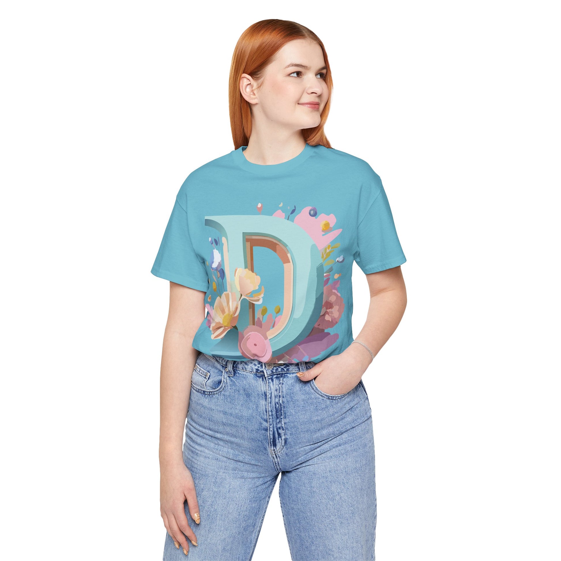 Natural Cotton Tee Shirt - Letters Collection - D Printify