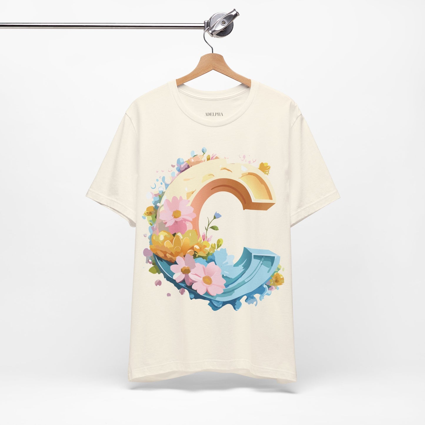 Natural Cotton Tee Shirt - Letters Collection - C Printify