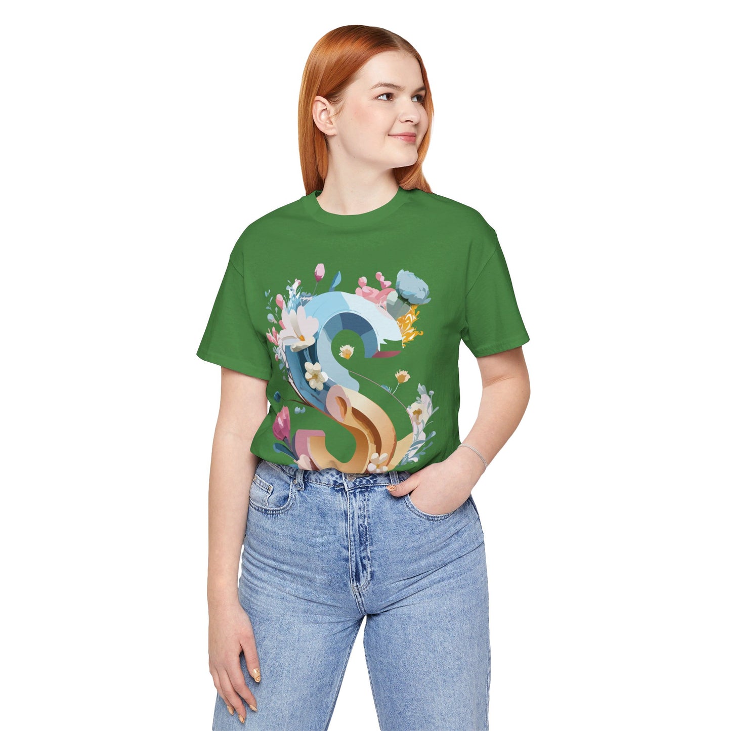 Natural Cotton Tee Shirt - Letters Collection - S Printify