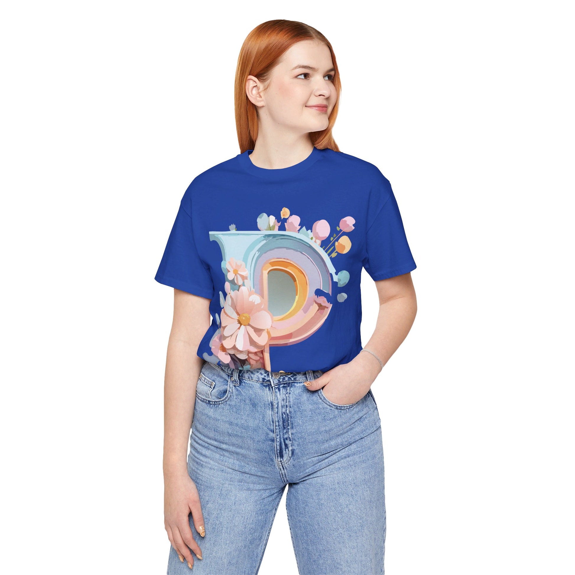 Natural Cotton Tee Shirt - Letters Collection - P Printify