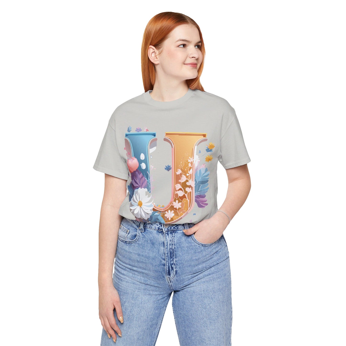 Natural Cotton Tee Shirt - Letters Collection - U Printify