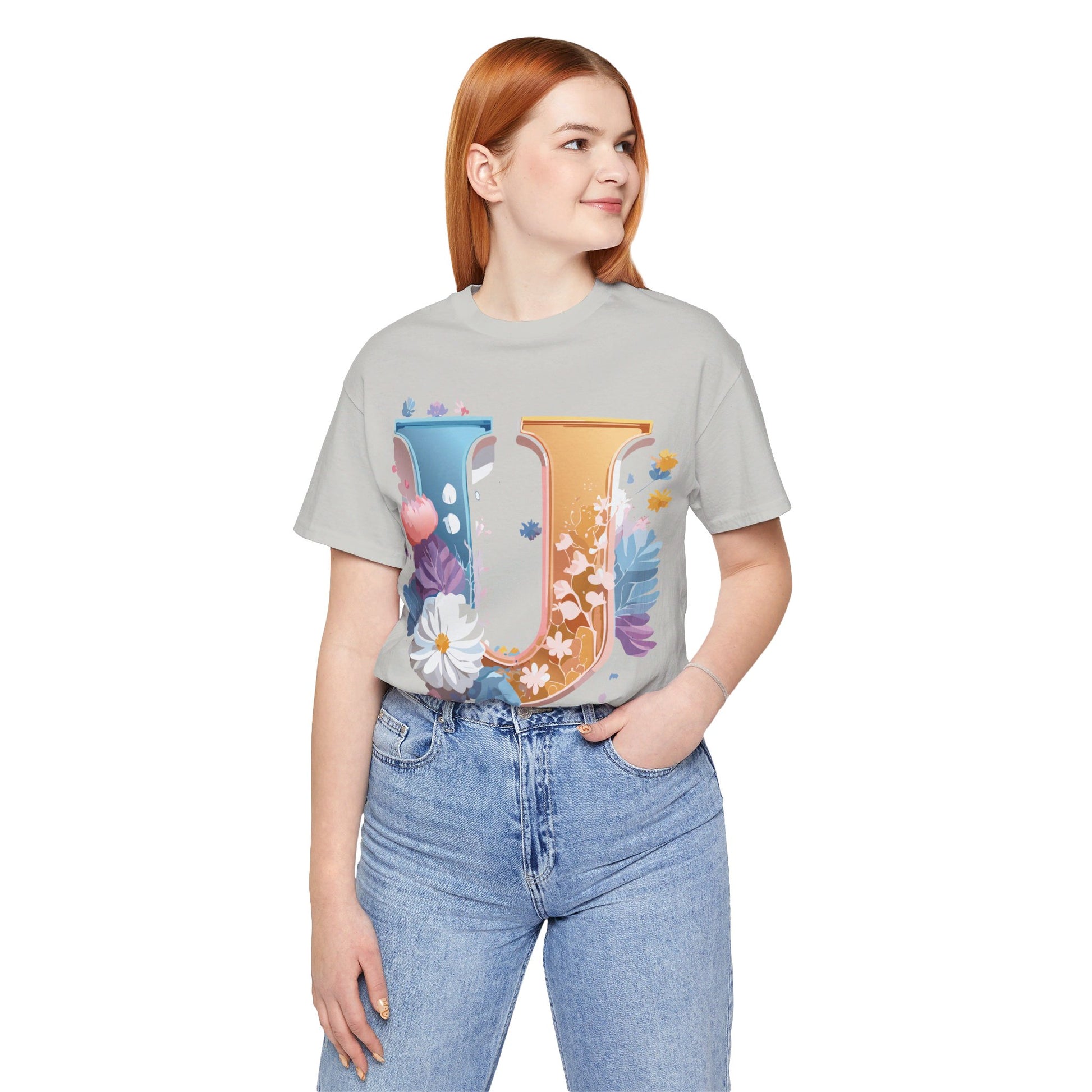 Natural Cotton Tee Shirt - Letters Collection - U Printify