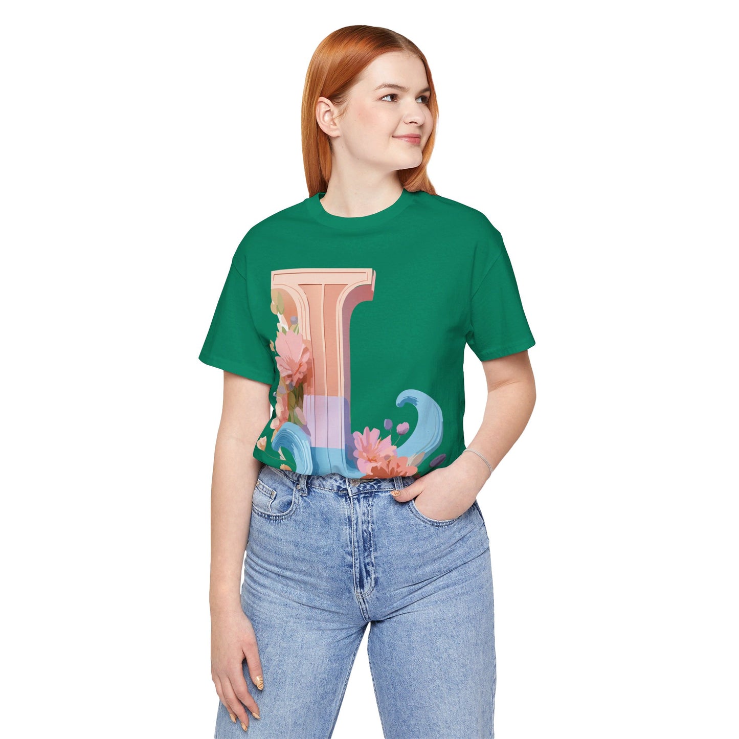Natural Cotton Tee Shirt - Letters Collection - L Printify