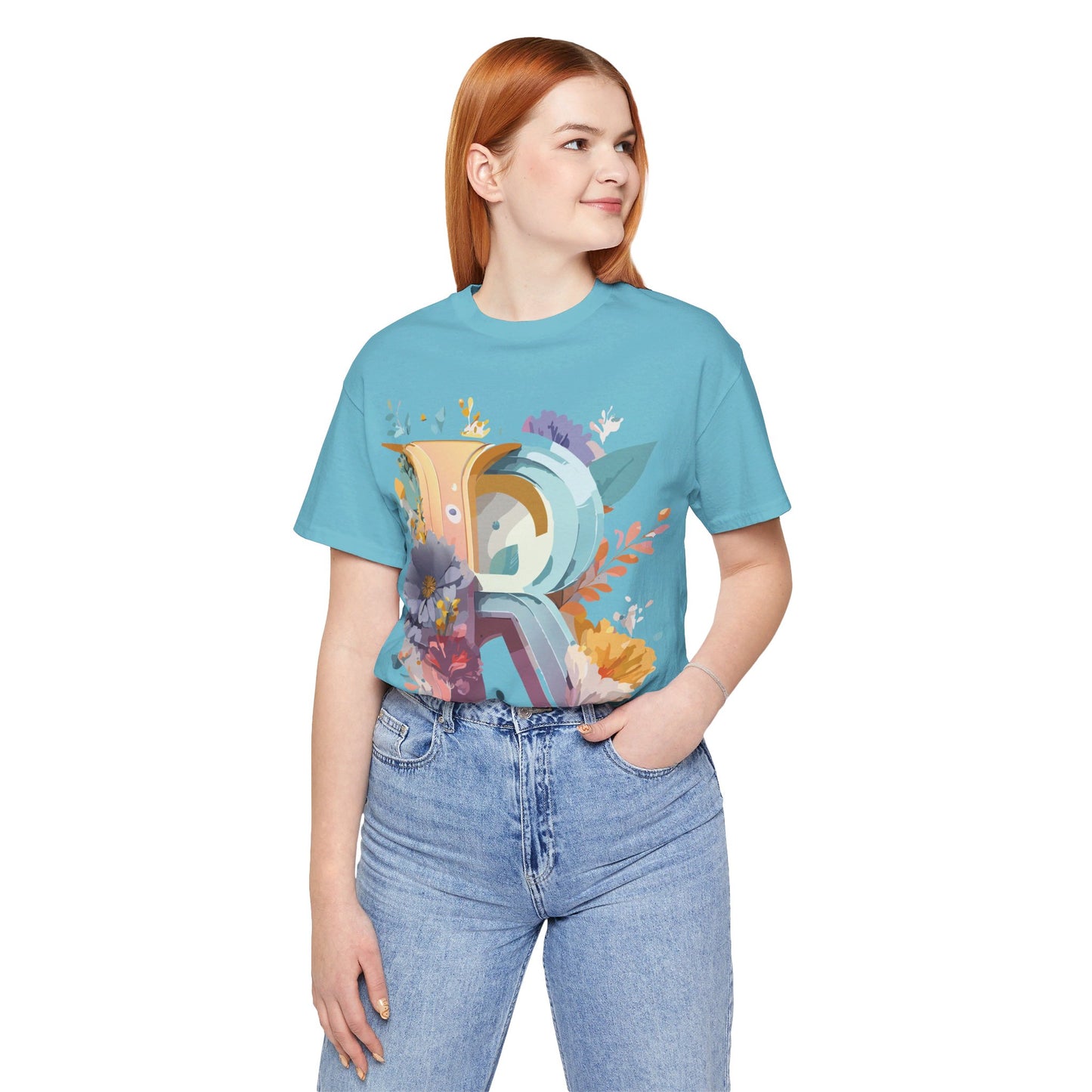 Natural Cotton Tee Shirt - Letters Collection - R Printify