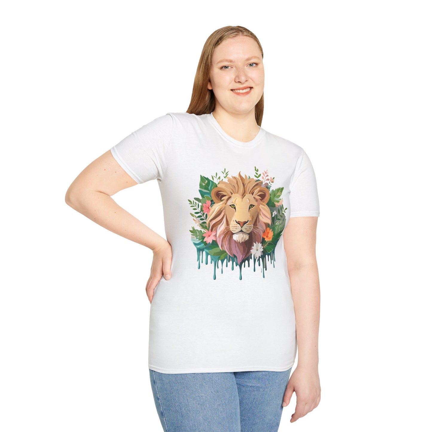 Lion Shirt, Shirt with Lion, Floral Lion Tee, Shirt with Animals