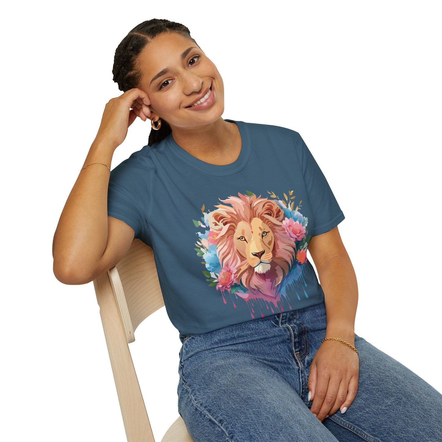 Lion Shirt, Shirt with Lion, Floral Lion Tee, Shirt with Animals