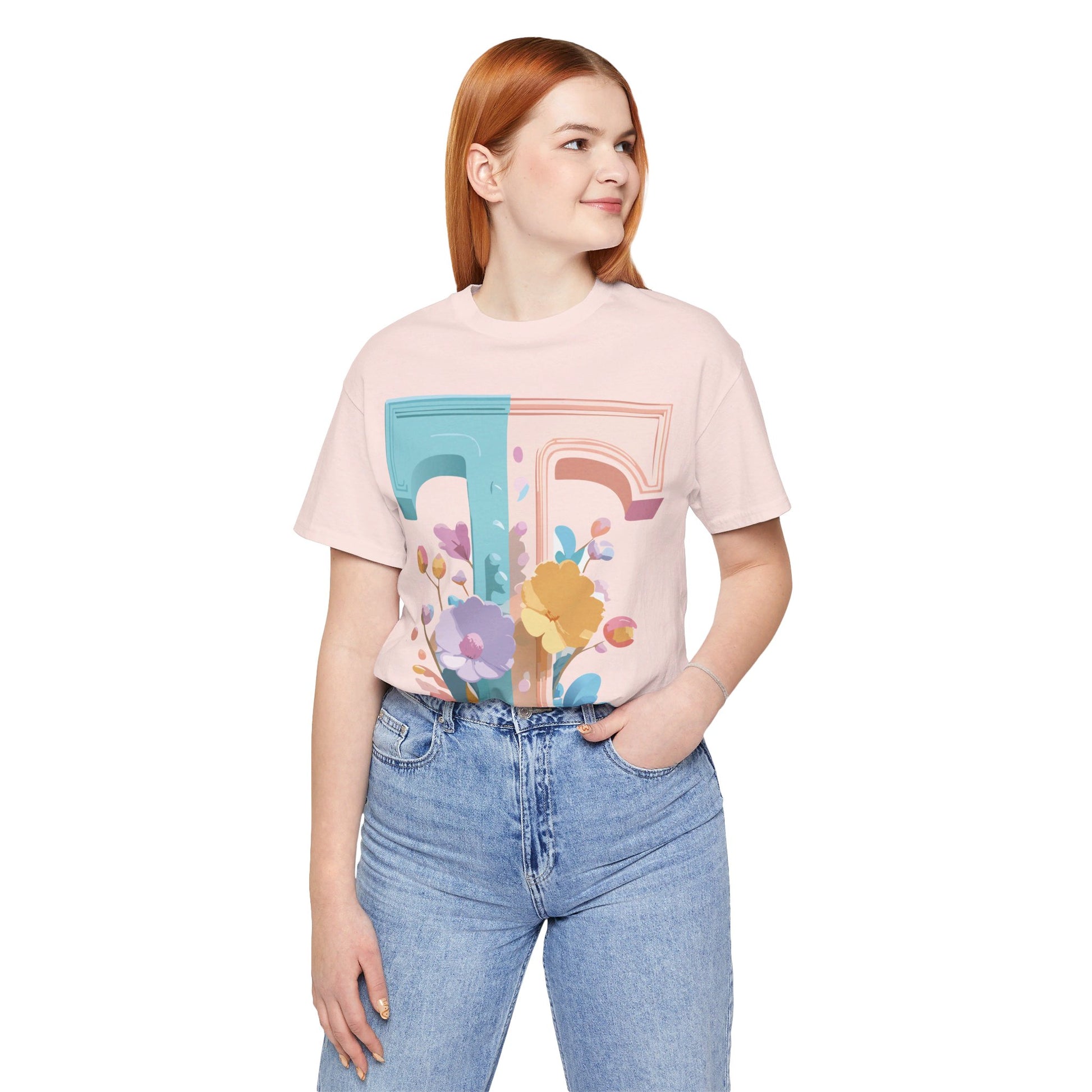Natural Cotton Tee Shirt - Letters Collection - T Printify
