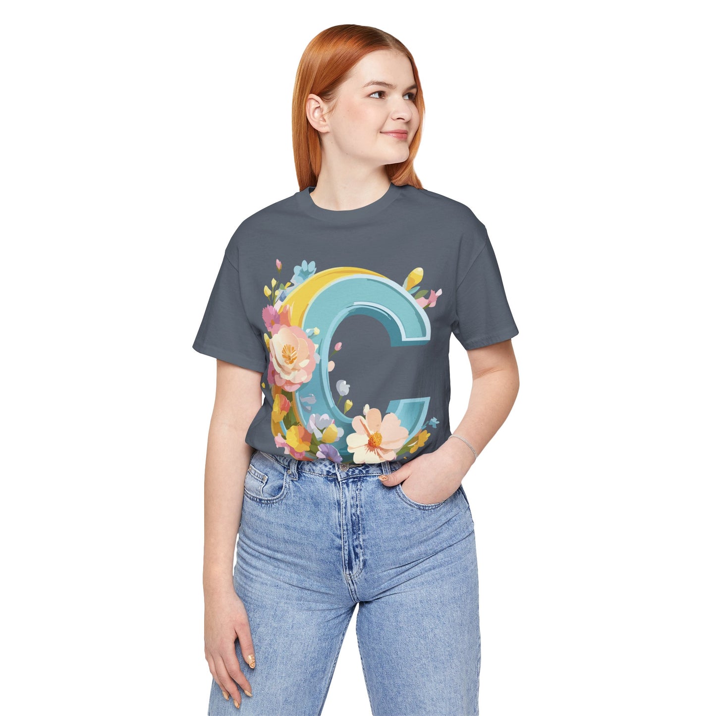 Natural Cotton Tee Shirt - Letters Collection - C Printify