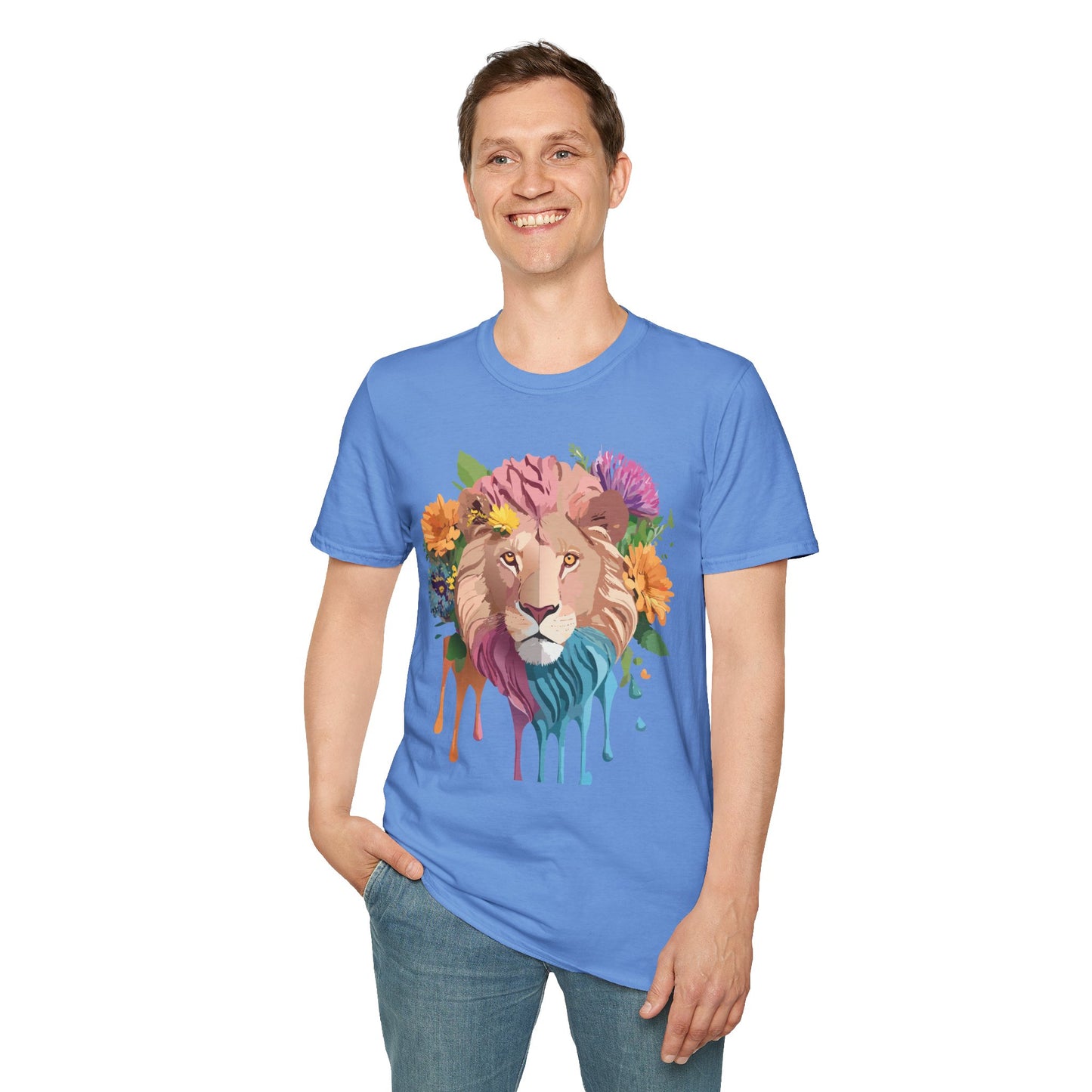 Lion Shirt, Shirt with Lion, Floral Lion Tee, Shirt with Animals