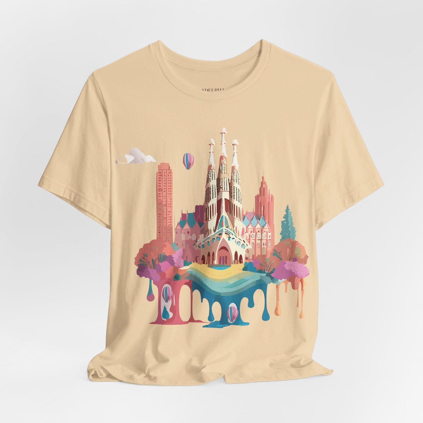 Natural Cotton Tee Shirt - Beautiful Places Collection - Barcelona Printify