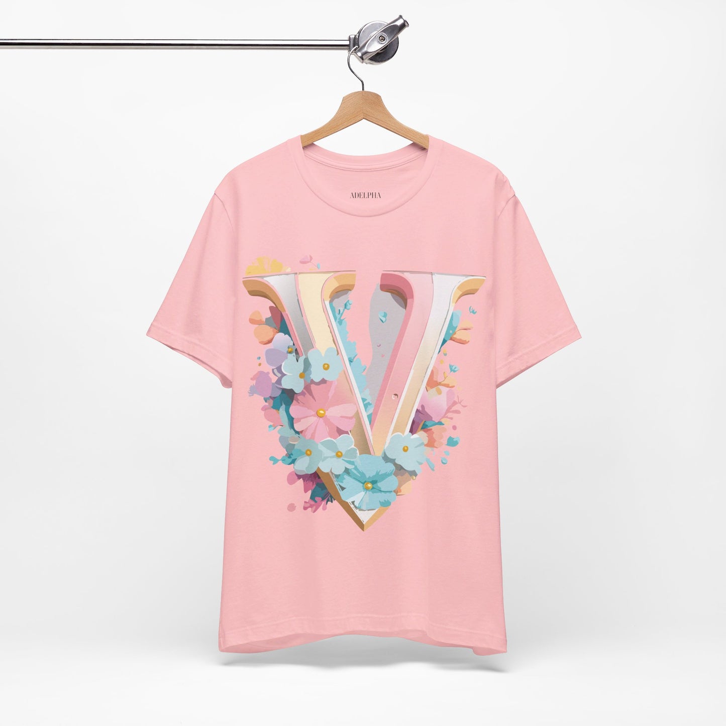 Natural Cotton Tee Shirt - Letters Collection - V Printify